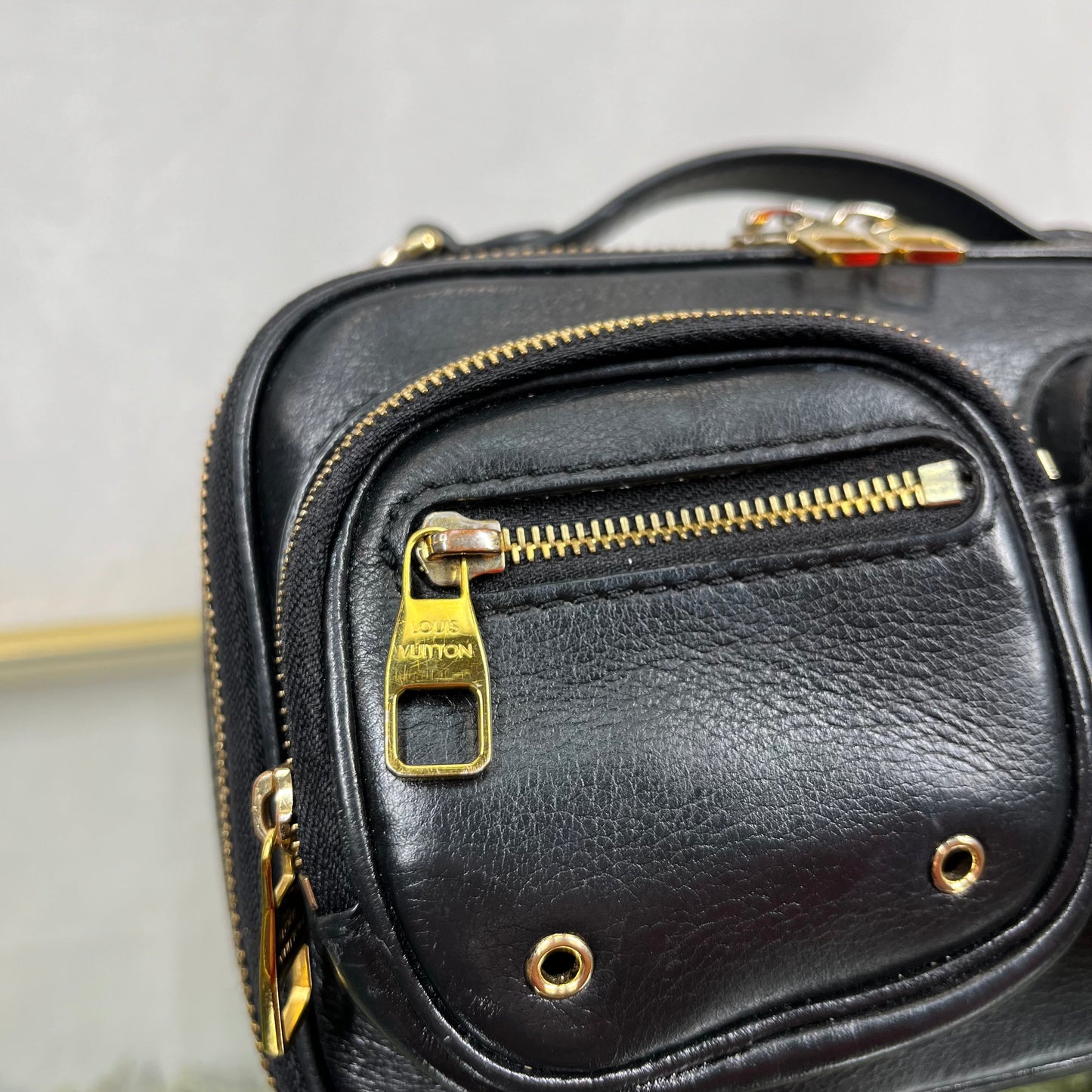 LOUIS VUITTON Monogram Embossed Utility Black Crossbody