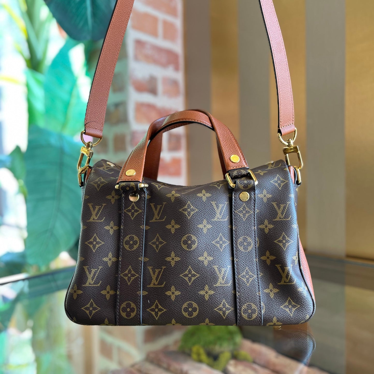 LOUIS VUITTON Manhattan NM Brown Monogram Canvas Top Handle Bag