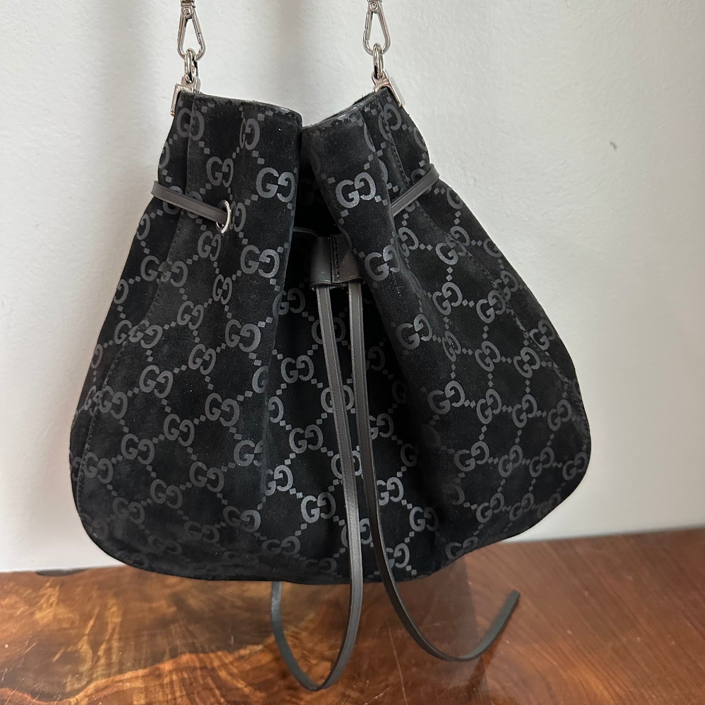 The Peacock Crossbody -Orvis bags Suede GG in Black