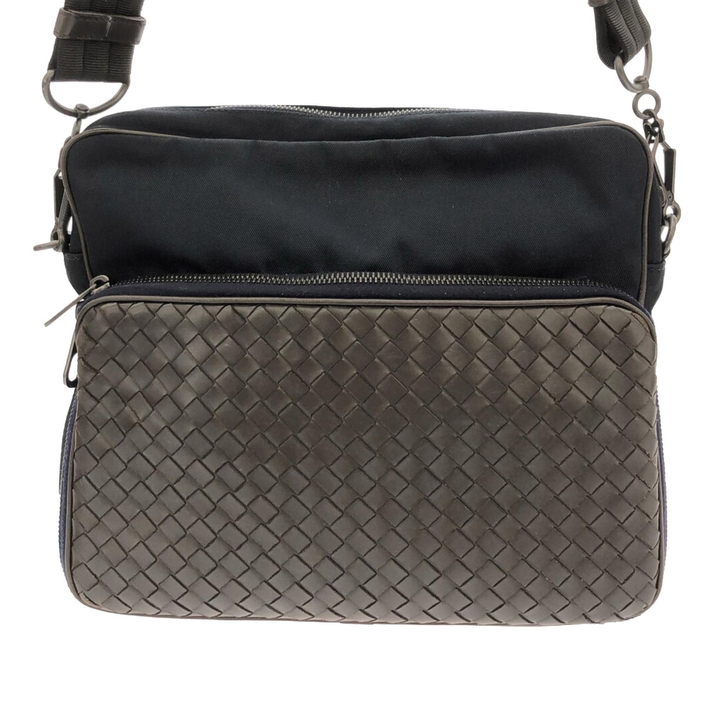 Bottega Veneta Intrecciato Leather and Canvas Crossbody