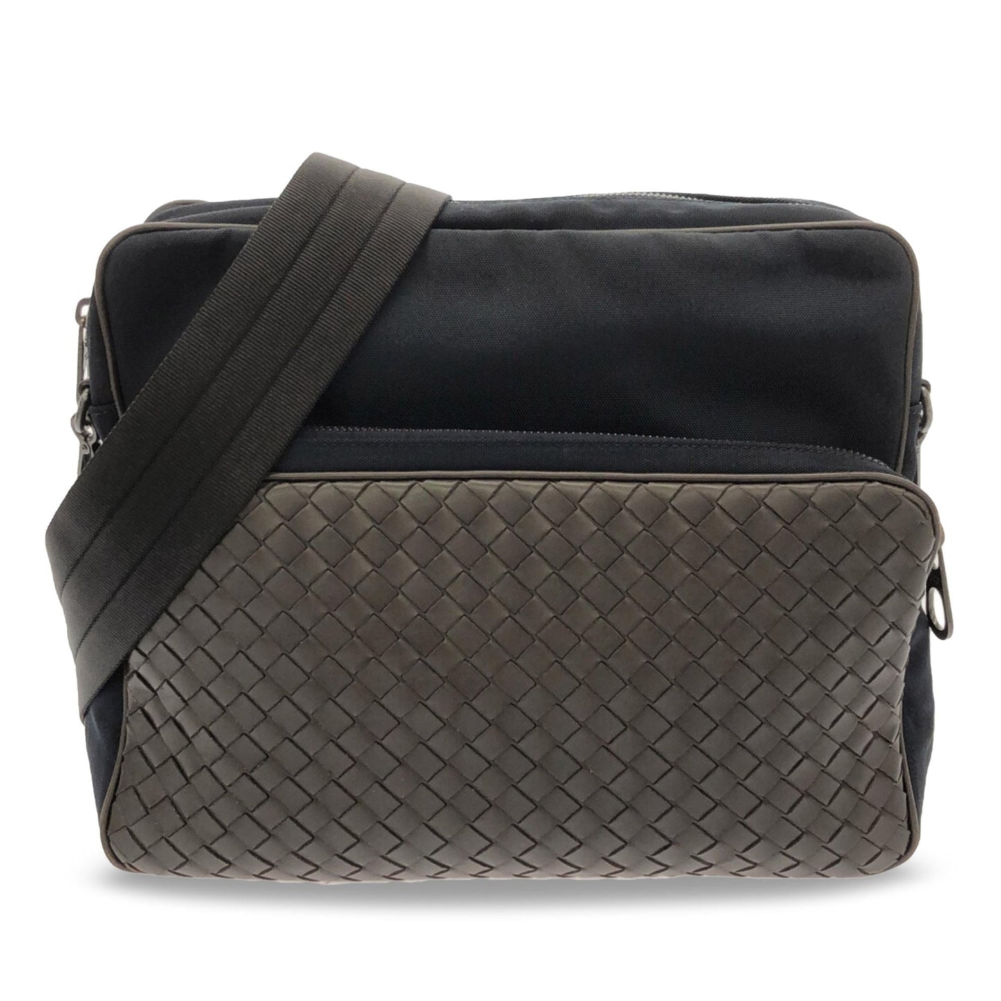 Bottega Veneta Intrecciato Leather and Canvas Crossbody