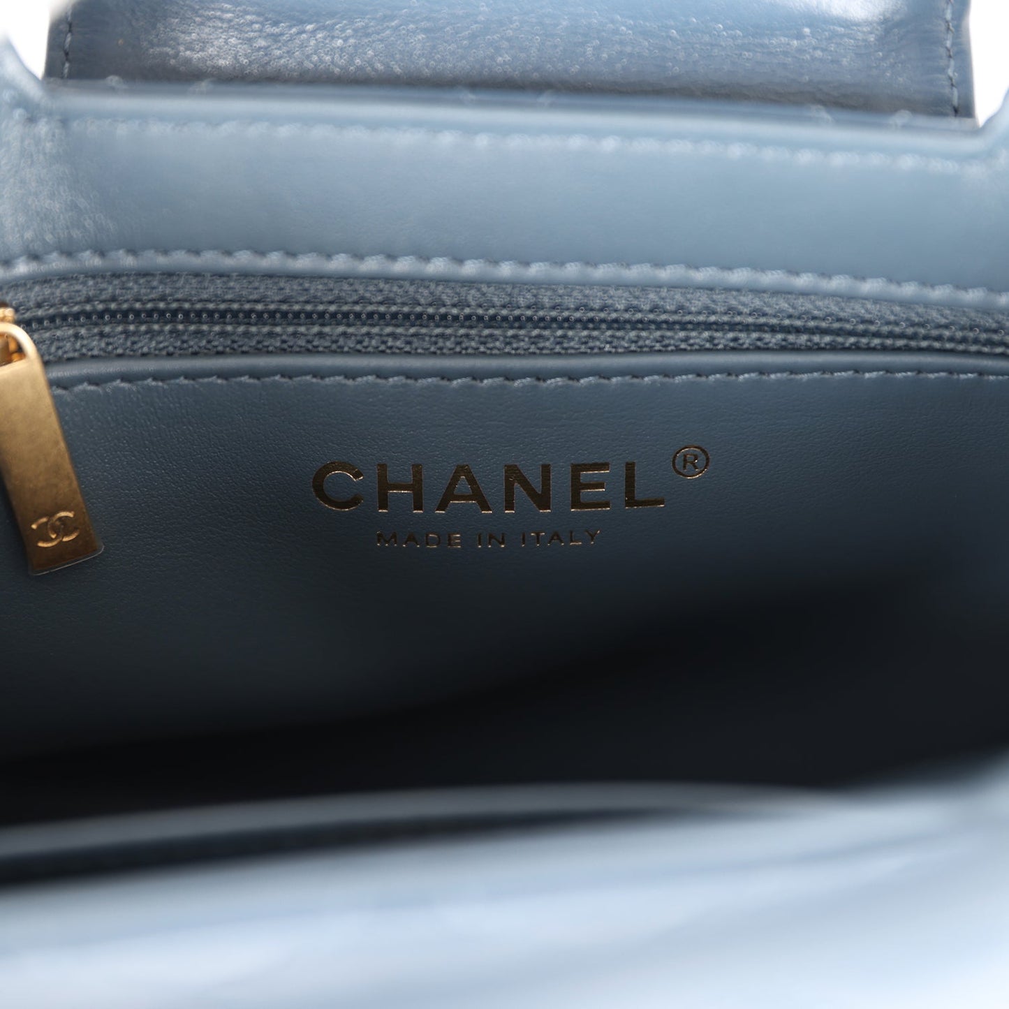 Chanel Small Kelly Shopper Blue Shiny Aged Calfskin Brushed Gold Hardware
