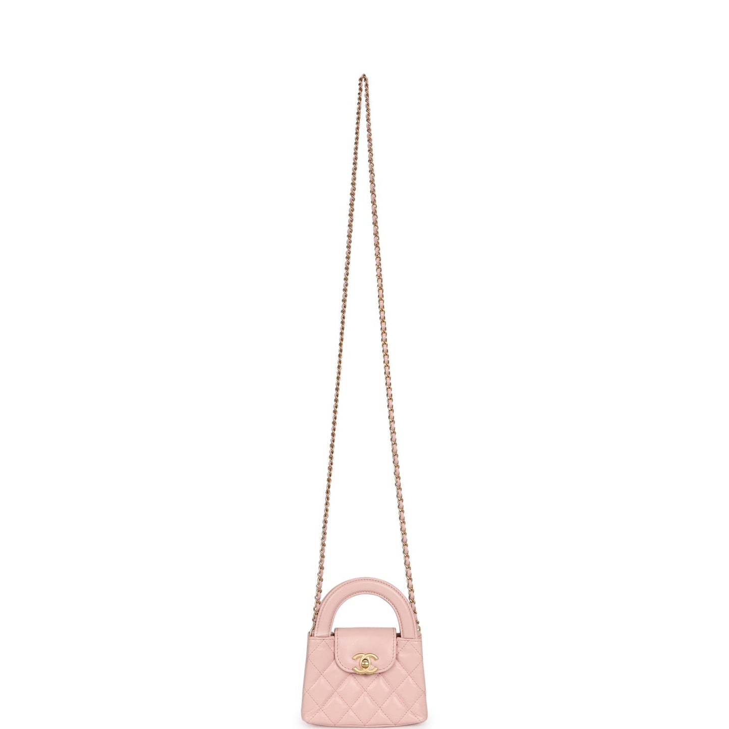 Chanel Nano Kelly Shopper Light Pink Shiny Aged Calfskin Brushed Gold Hardware
