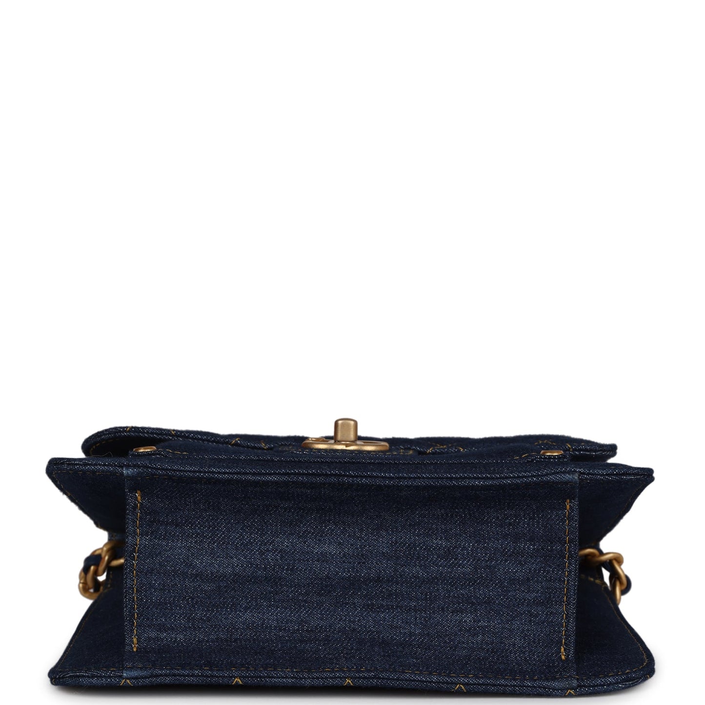 Chanel Square Flap Blue Denim Antique Gold Hardware