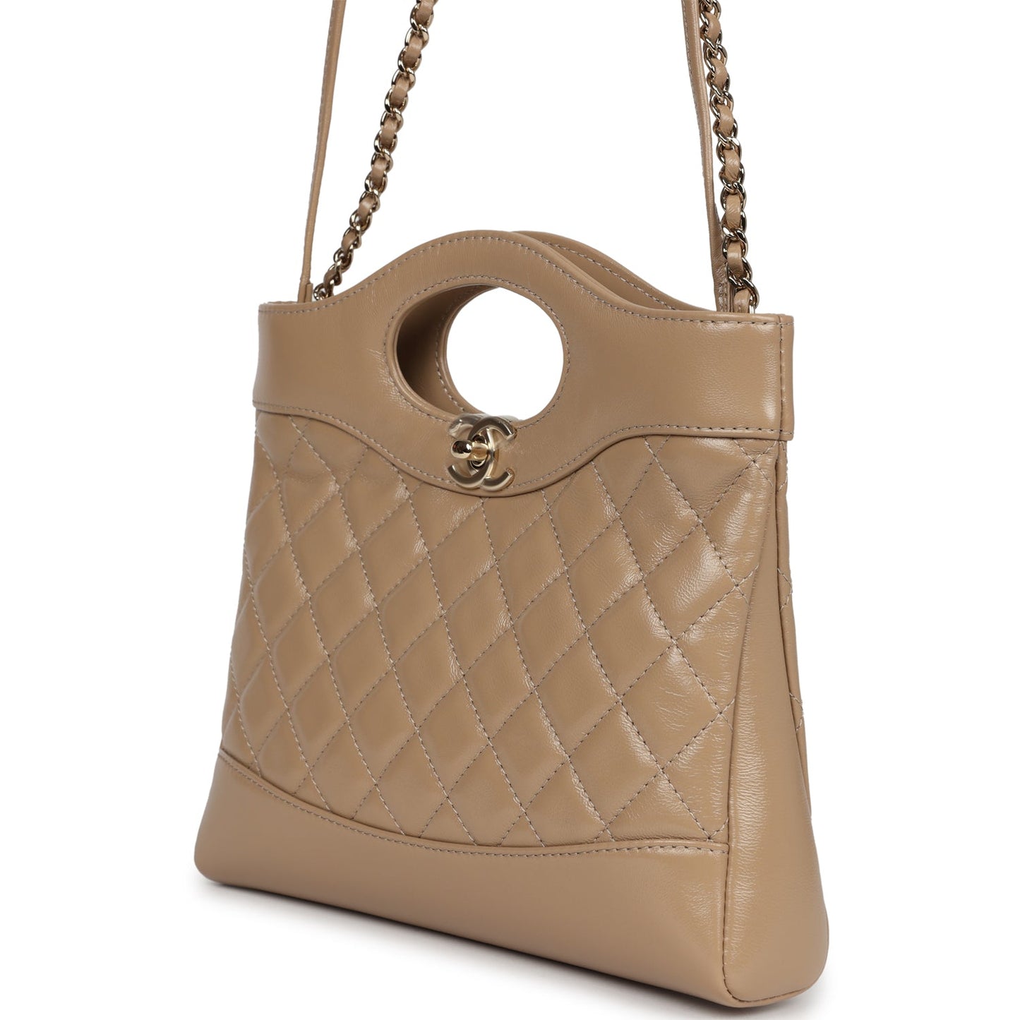 Chanel Small 31 Shopper Dark Beige Lambskin Light Gold Hardware
