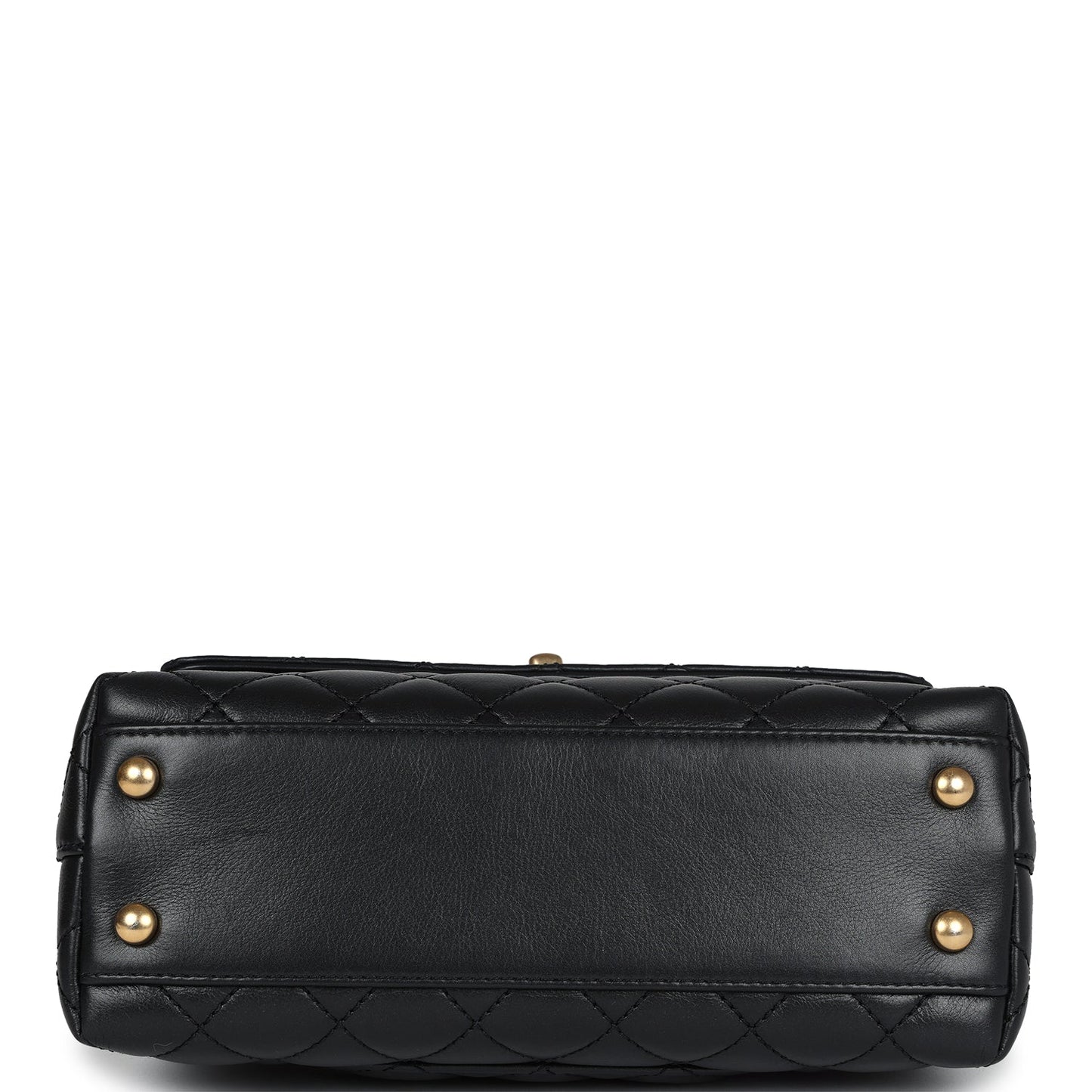 Chanel Small Coco Crystal Top Handle Flap Bag Black Lambskin Brushed Gold Hardware