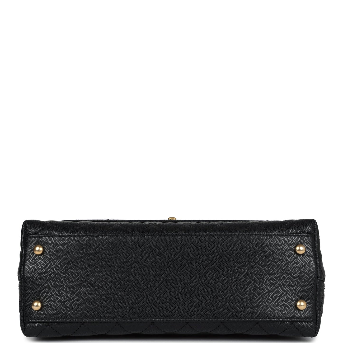 Chanel Medium Coco Top Handle Black Chevron Caviar Brushed Gold Hardware