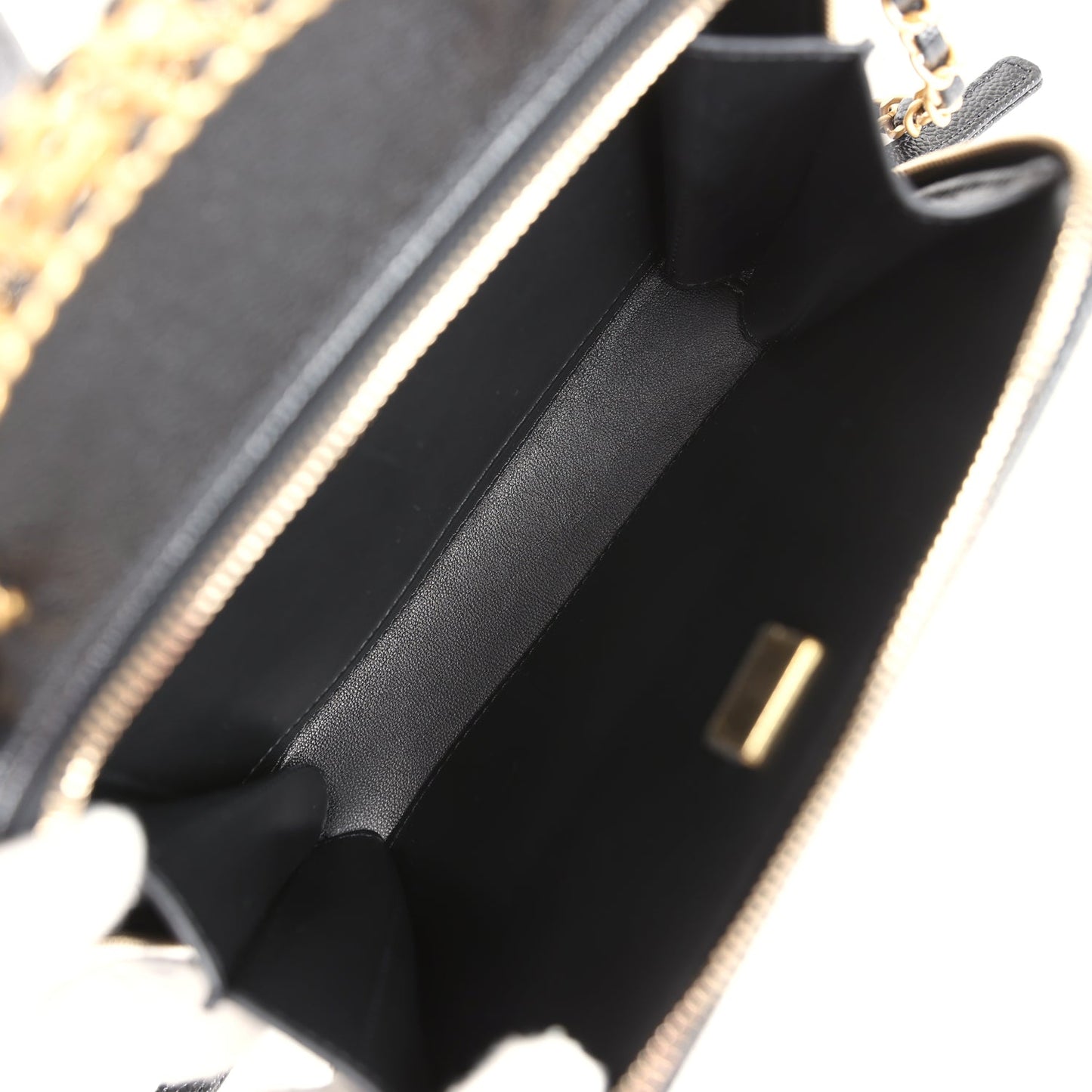 Chanel Small Pick Me Up Top Handle Vanity Case Black Caviar Brushed Gold Hardware