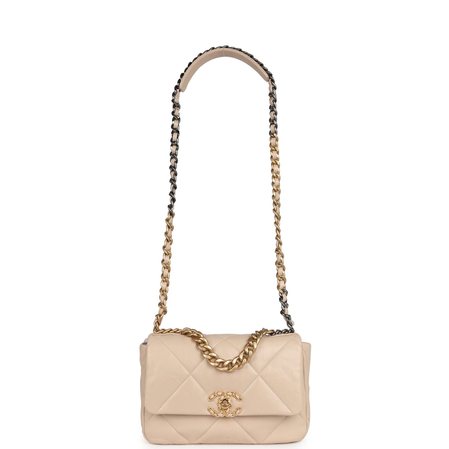 Chanel Medium 19 Flap Beige Lambskin Mixed Metal Hardware