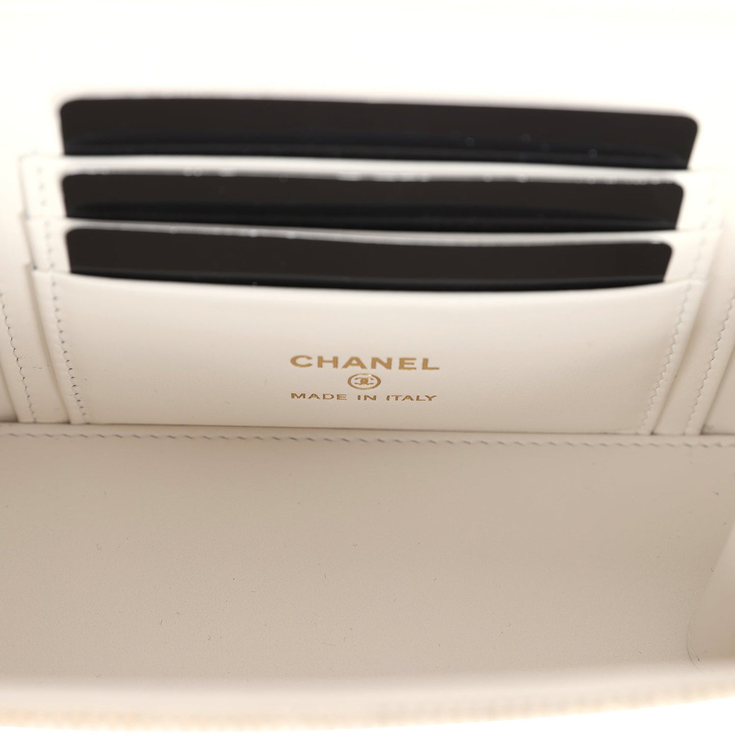 Chanel Small Vanity Case White Caviar Light Gold Hardware