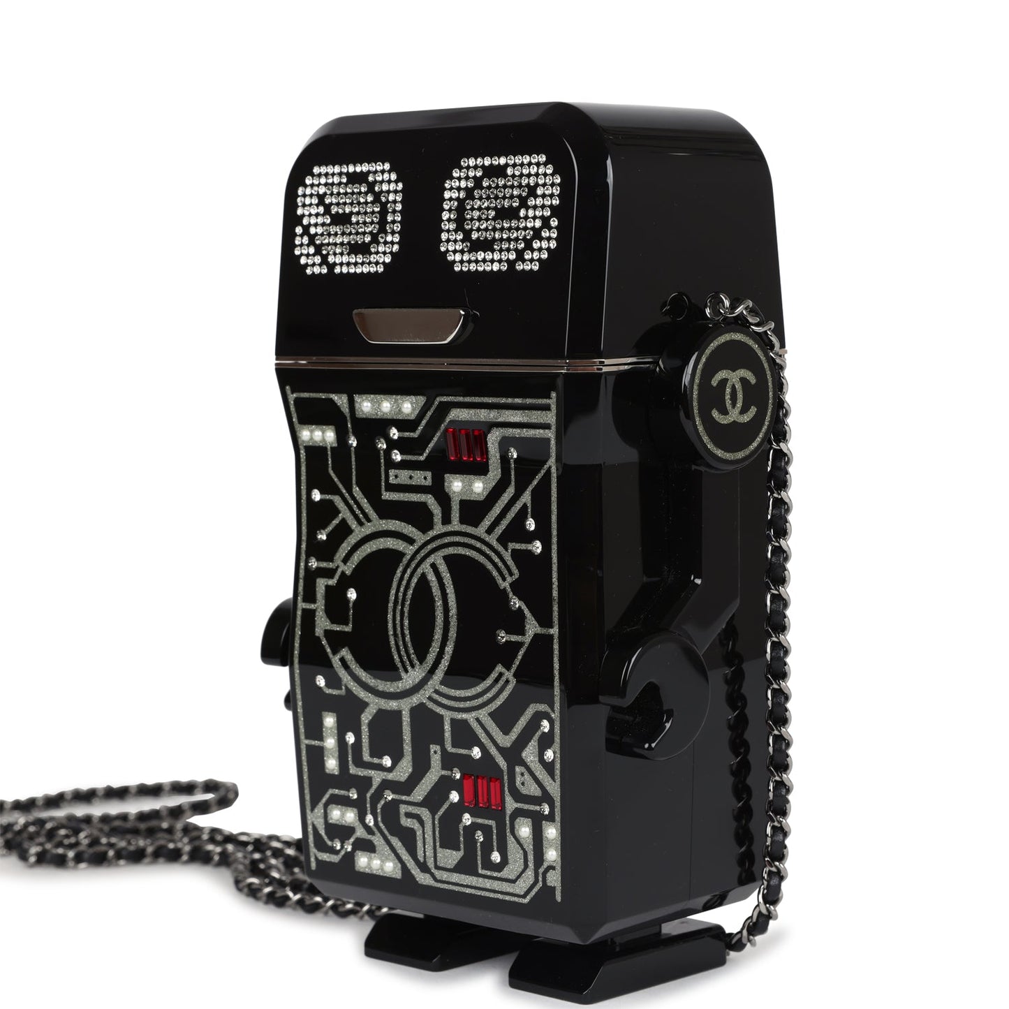 Chanel Limited Edition Robot Minaudière Bag Black Plexiglass and Crystals Ruthenium Hardware
