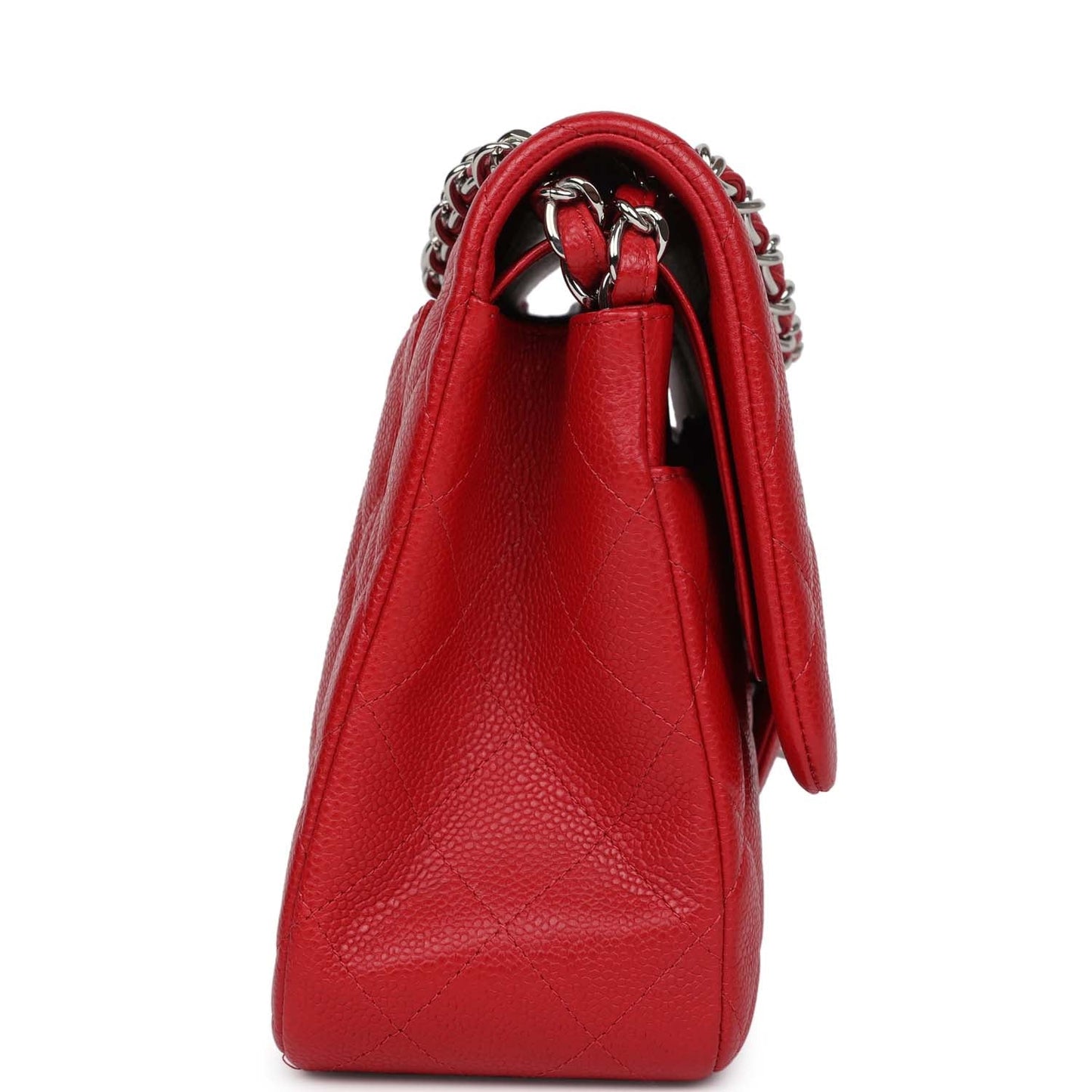 Chanel Jumbo Classic Double Flap Red Caviar Silver Hardware