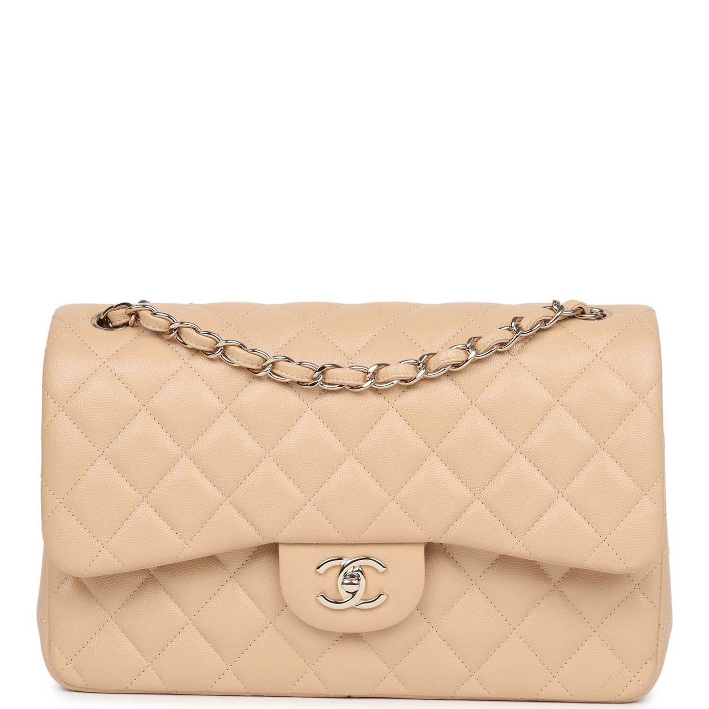 Chanel Jumbo Classic Double Flap Bag Light Beige Caviar Gold Hardware