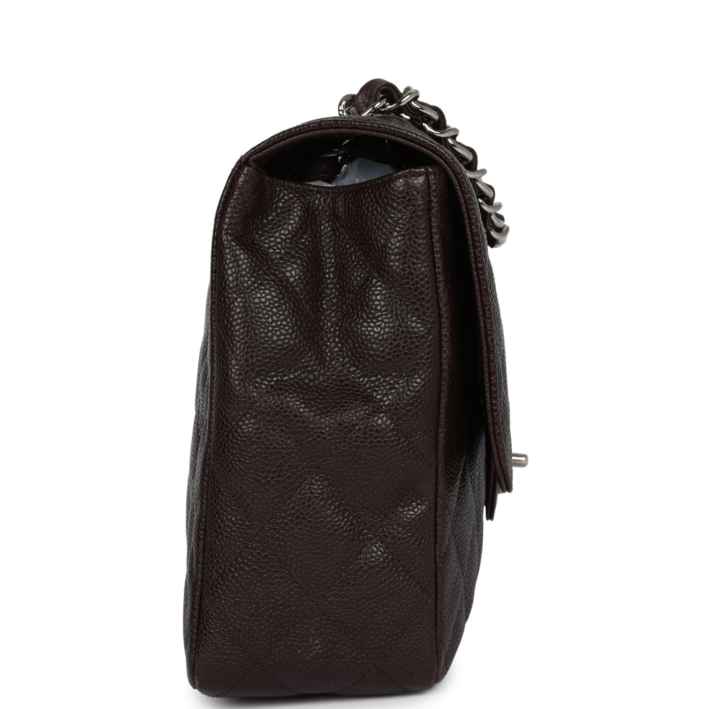 Chanel Jumbo Classic Single Flap Dark Brown Caviar Silver Hardware