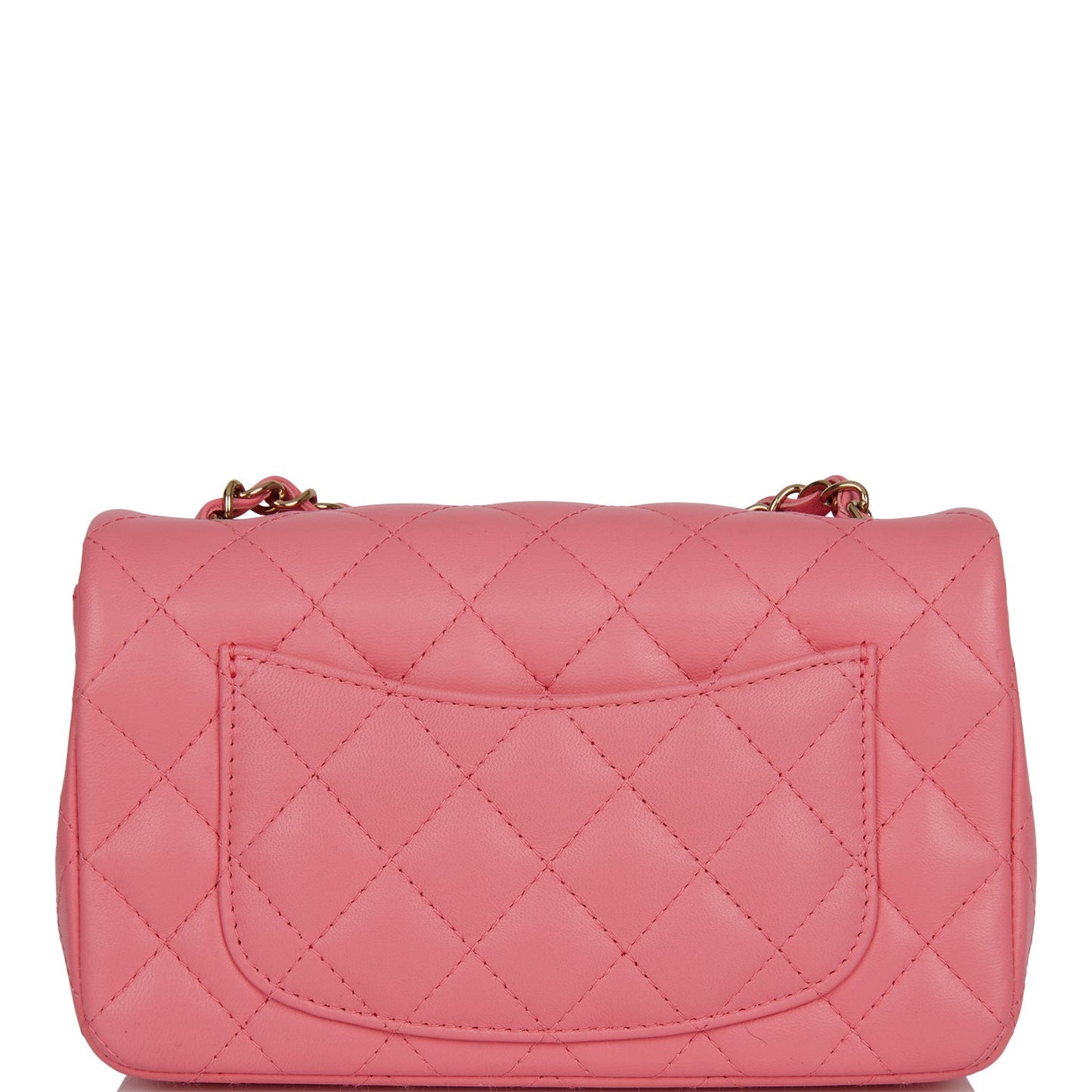 Chanel Mini Rectangular Flap Bag Coral Lambskin Light Gold Hardware