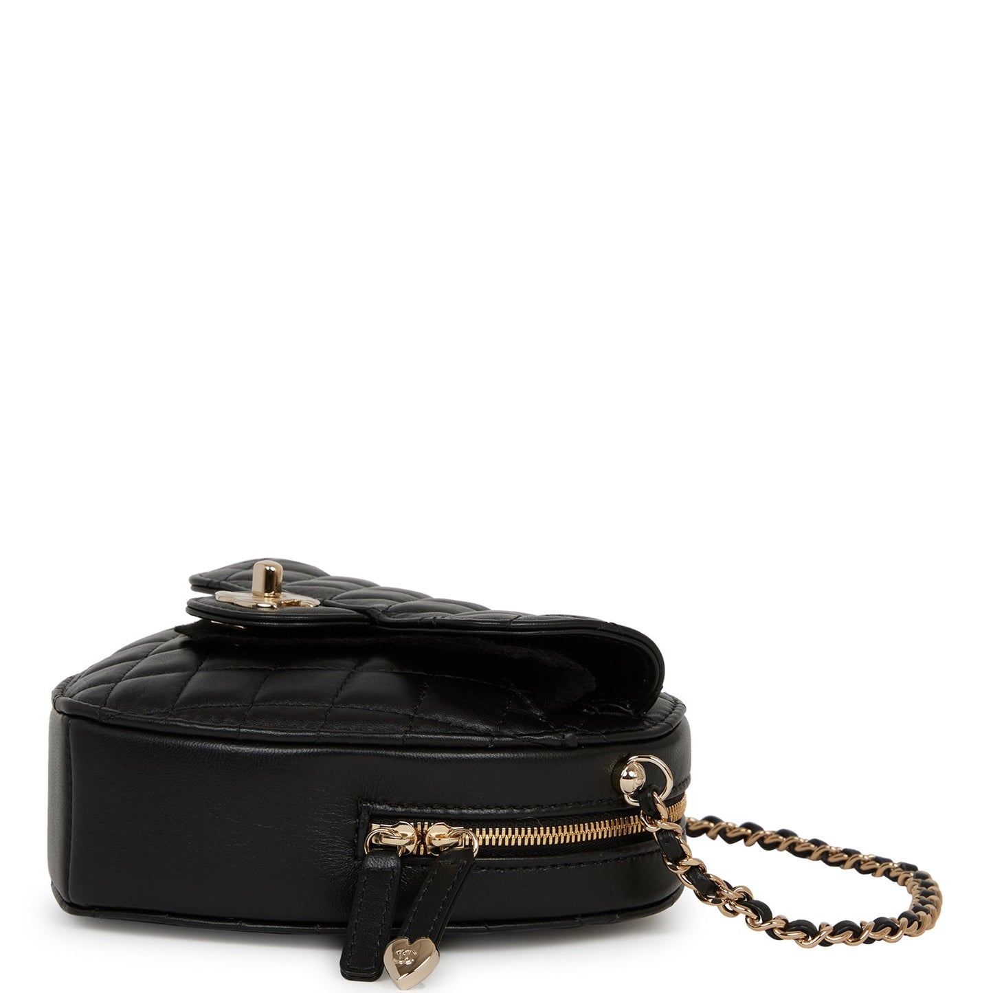 Chanel CC In Love Large Heart Bag Black Lambskin Light Gold Hardware
