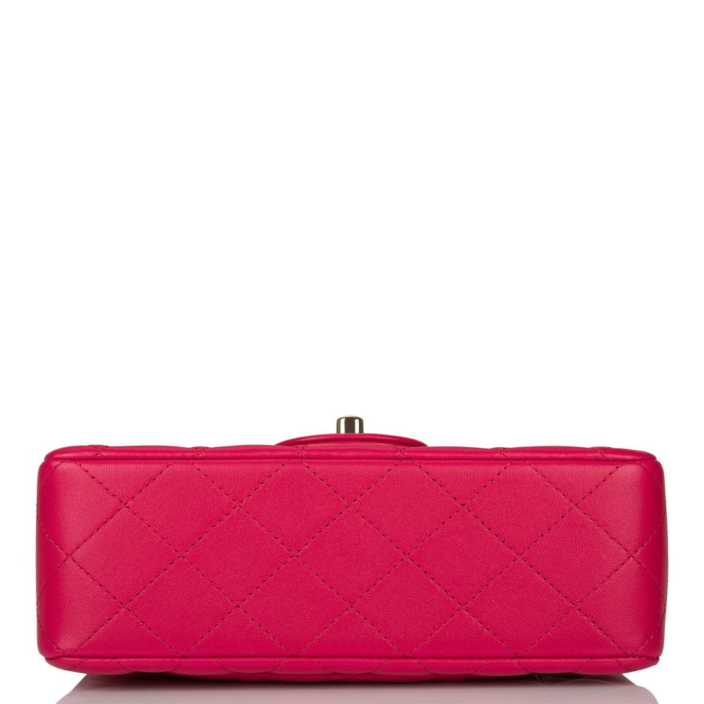 Chanel Mini Rectangular Flap with Top Handle Dark Pink Lambskin Light Gold Hardware
