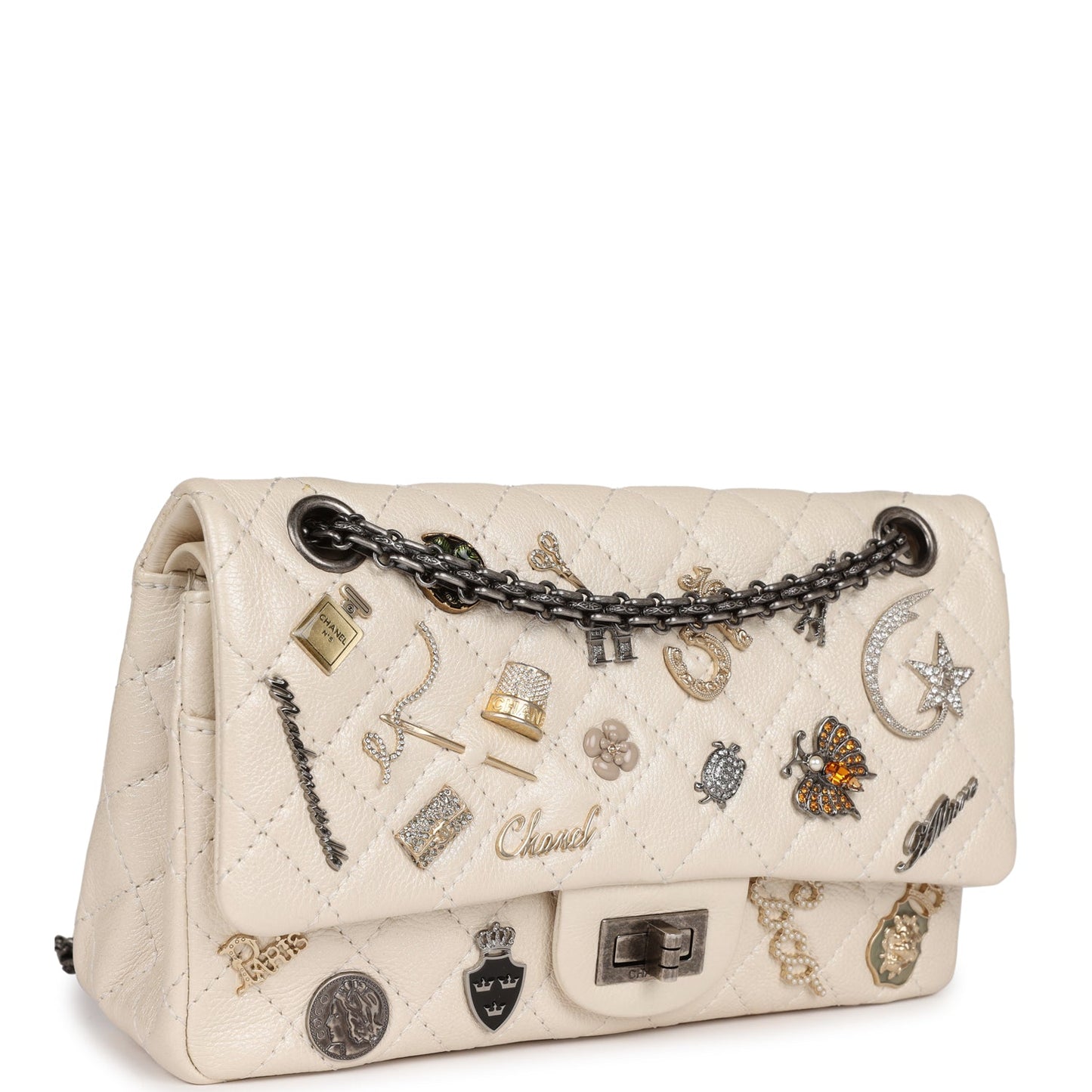 Chanel Reissue 225 2.55 Lucky Charms Double Flap Bag Ivory Aged Calfskin Ruthenium Hardware