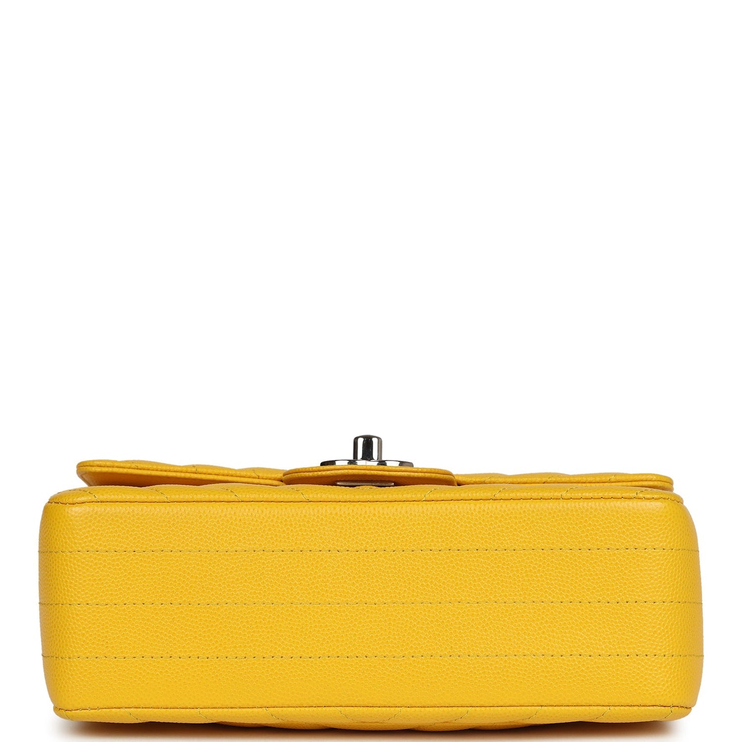 Chanel Mini Rectangular Flap Yellow Chevron Caviar Silver Hardware