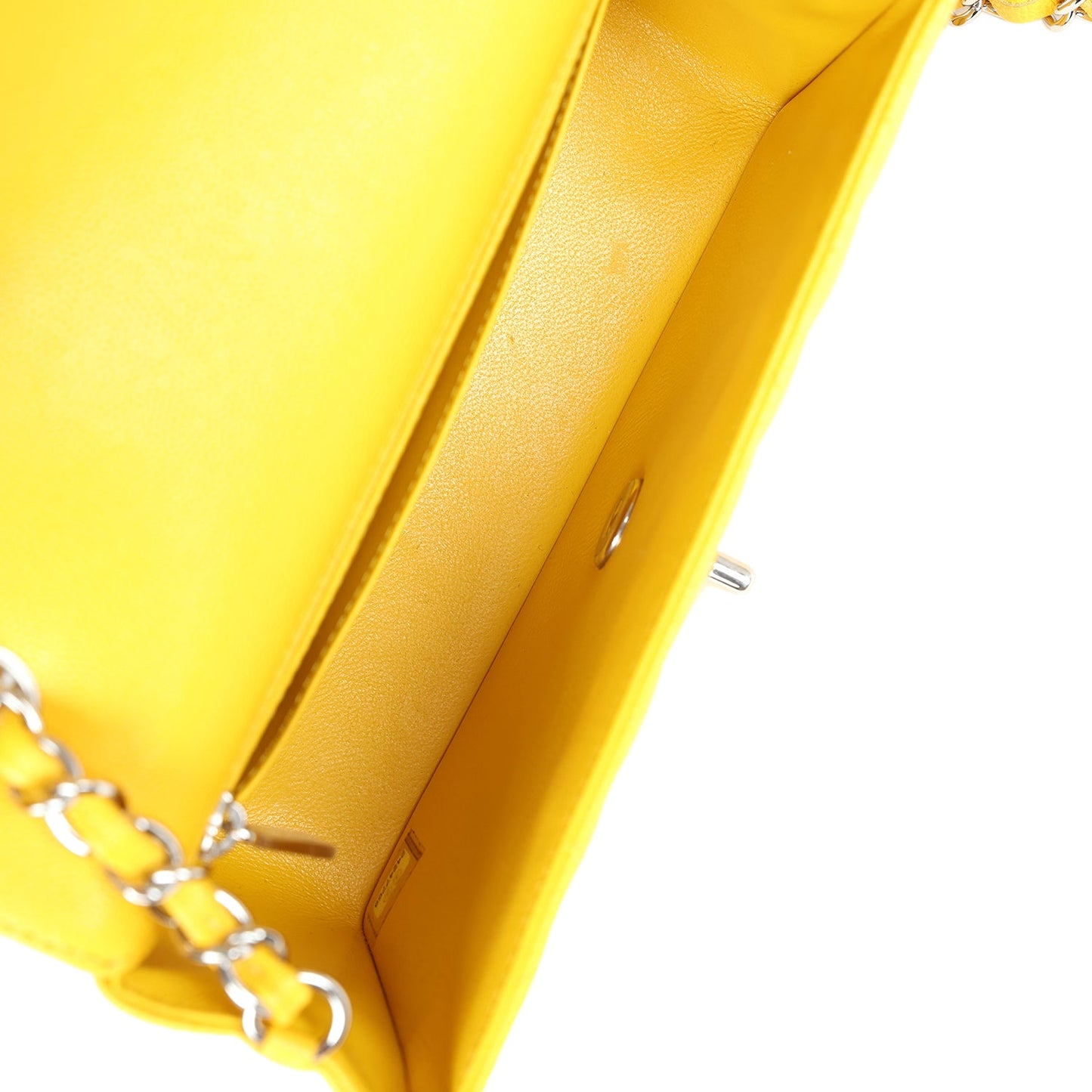 Chanel Mini Rectangular Flap Yellow Chevron Caviar Silver Hardware