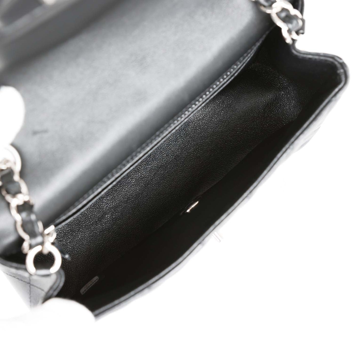 Chanel Mini Rectangular Flap Bag Black Lambskin Silver Hardware