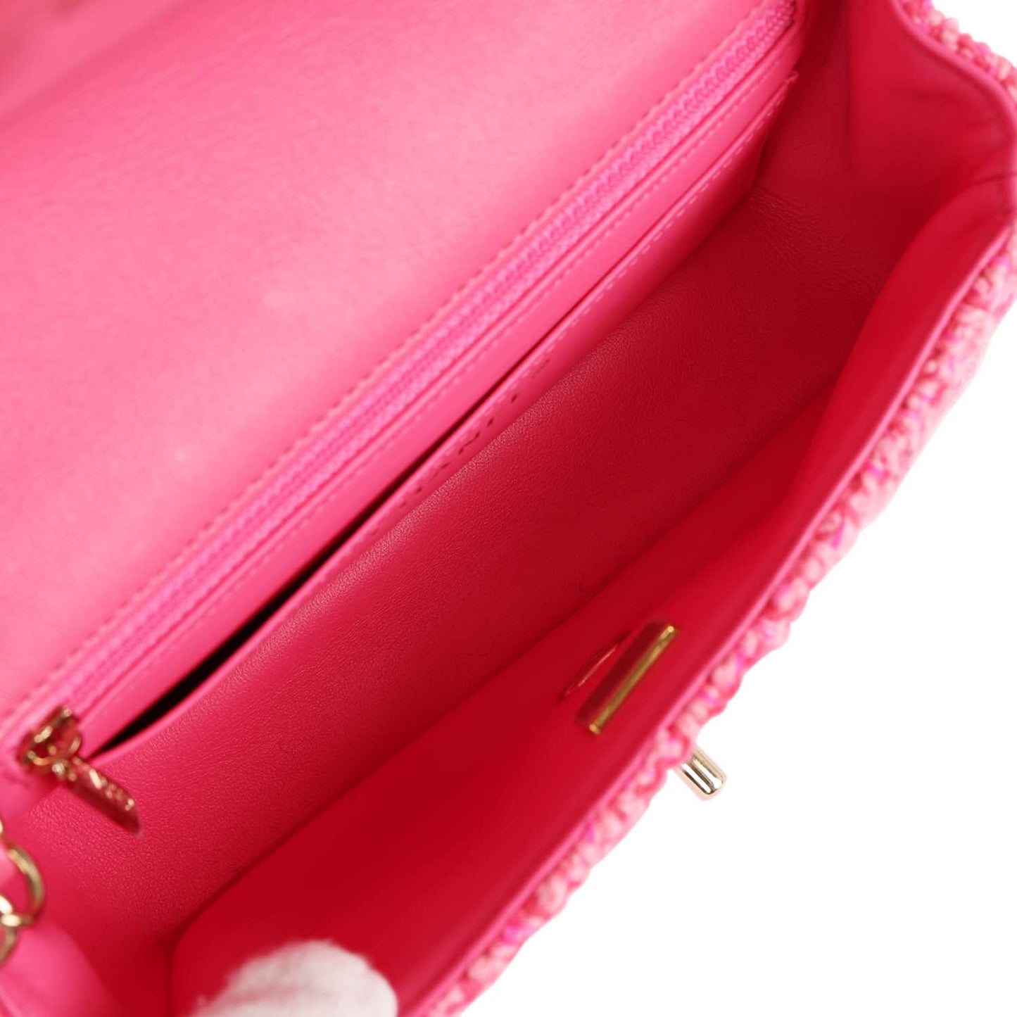 Chanel Mini Classic Rectangular Flap Bag Pink Tweed Gold Hardware