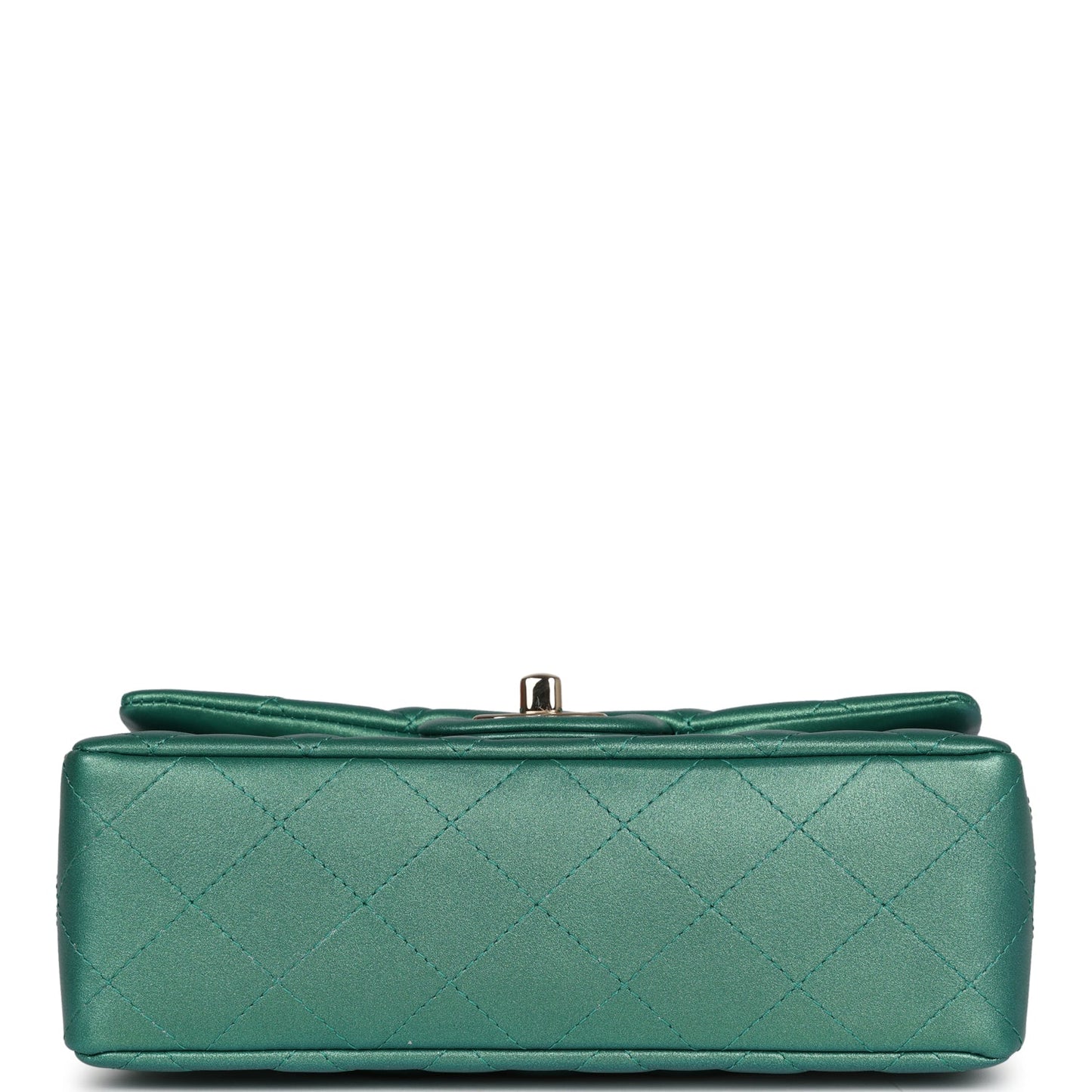 Chanel Mini Classic Rectangular Flap Iridescent Green Lambskin Light Gold Hardware