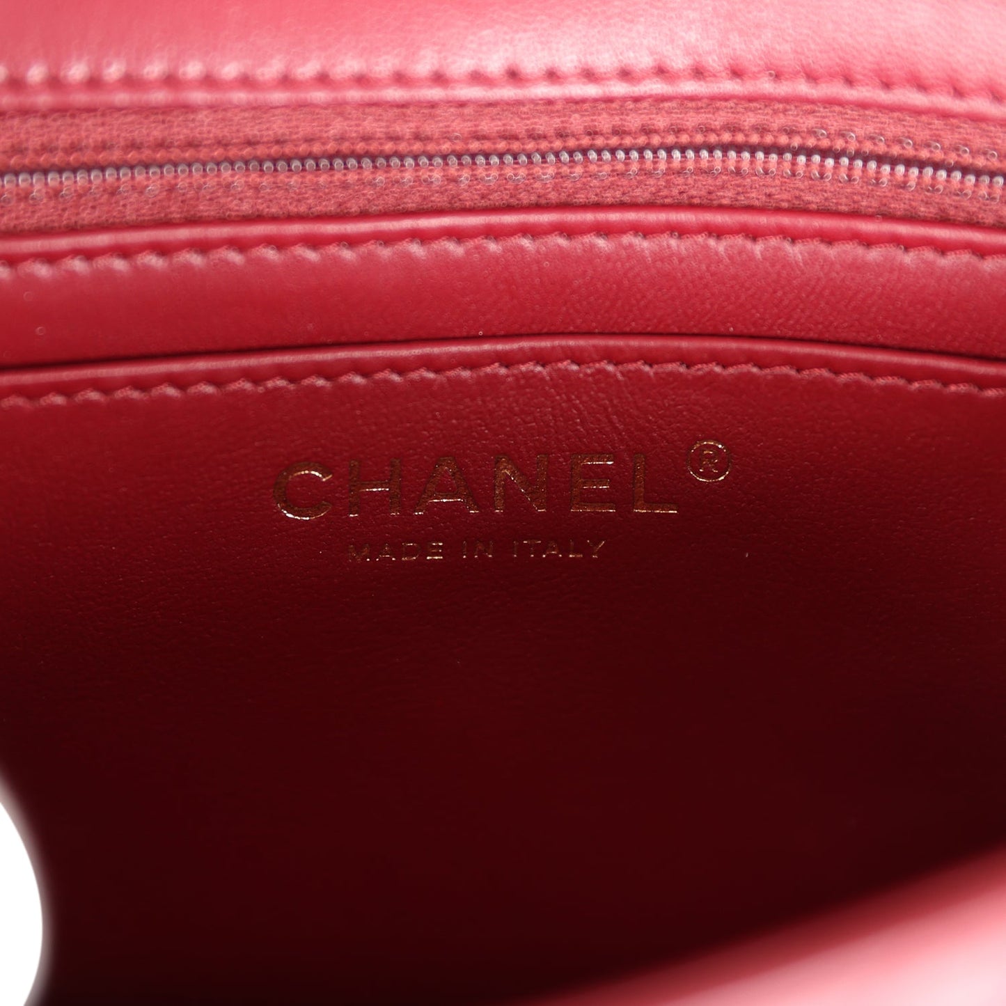 Chanel Mini Classic Square Flap Burgundy Lambskin Gold Hardware