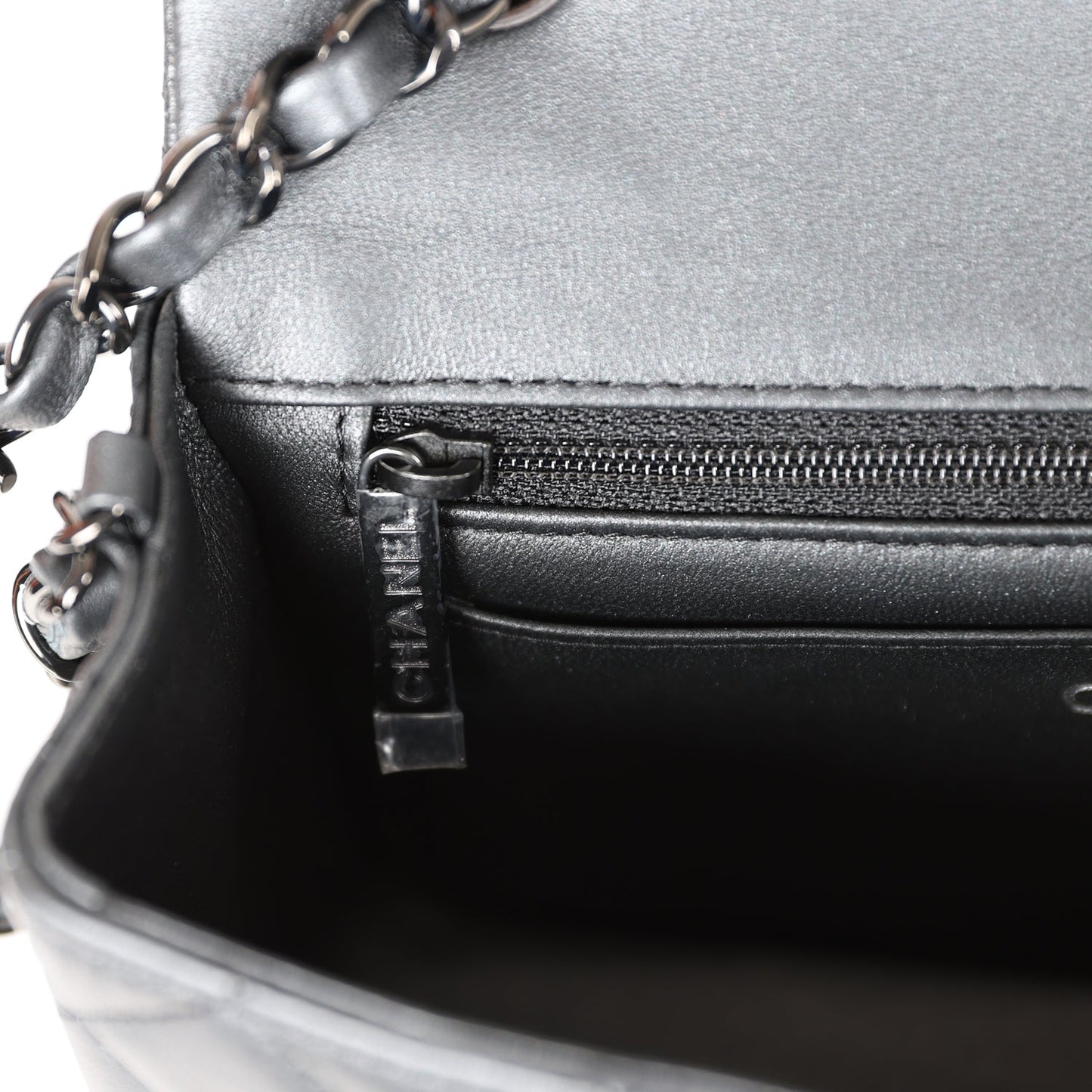 Chanel Mini Rectangular Flap So Black Iridescent Lambskin Black Hardware