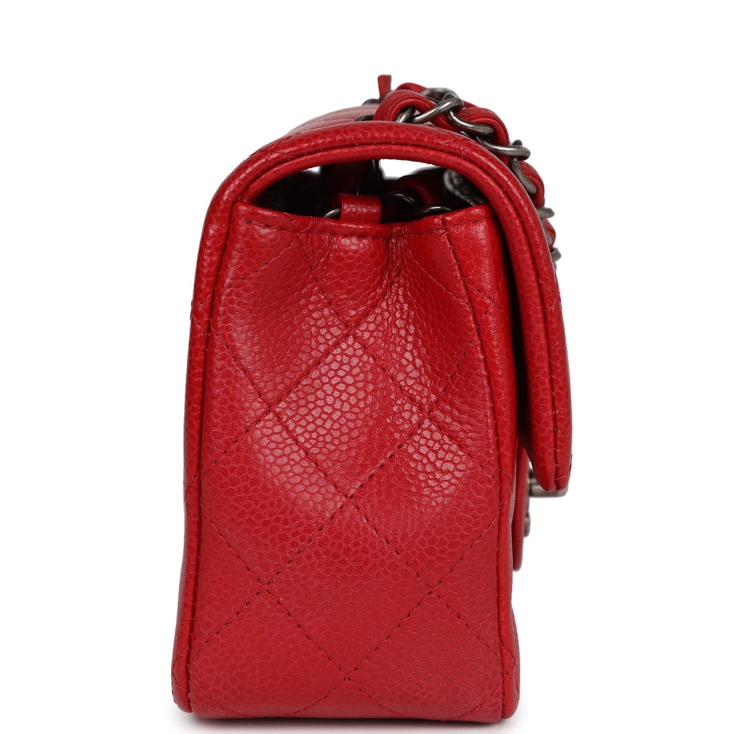 Chanel Mini Rectangular Flap Red Caviar Ruthenium Hardware