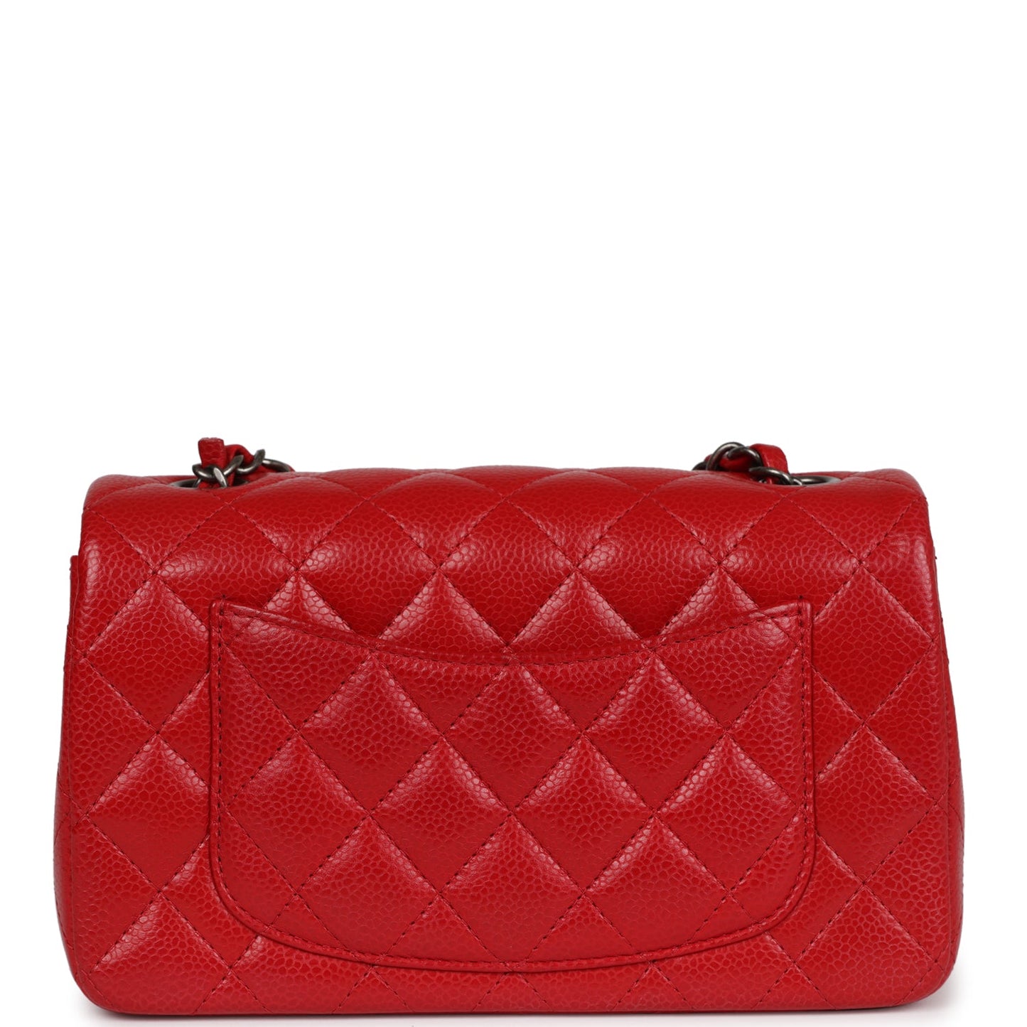 Chanel Mini Rectangular Flap Red Caviar Ruthenium Hardware