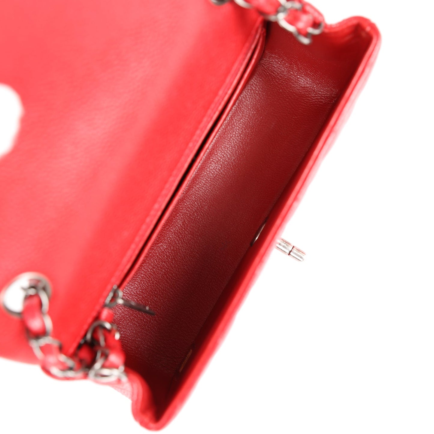 Chanel Mini Rectangular Flap Red Caviar Ruthenium Hardware