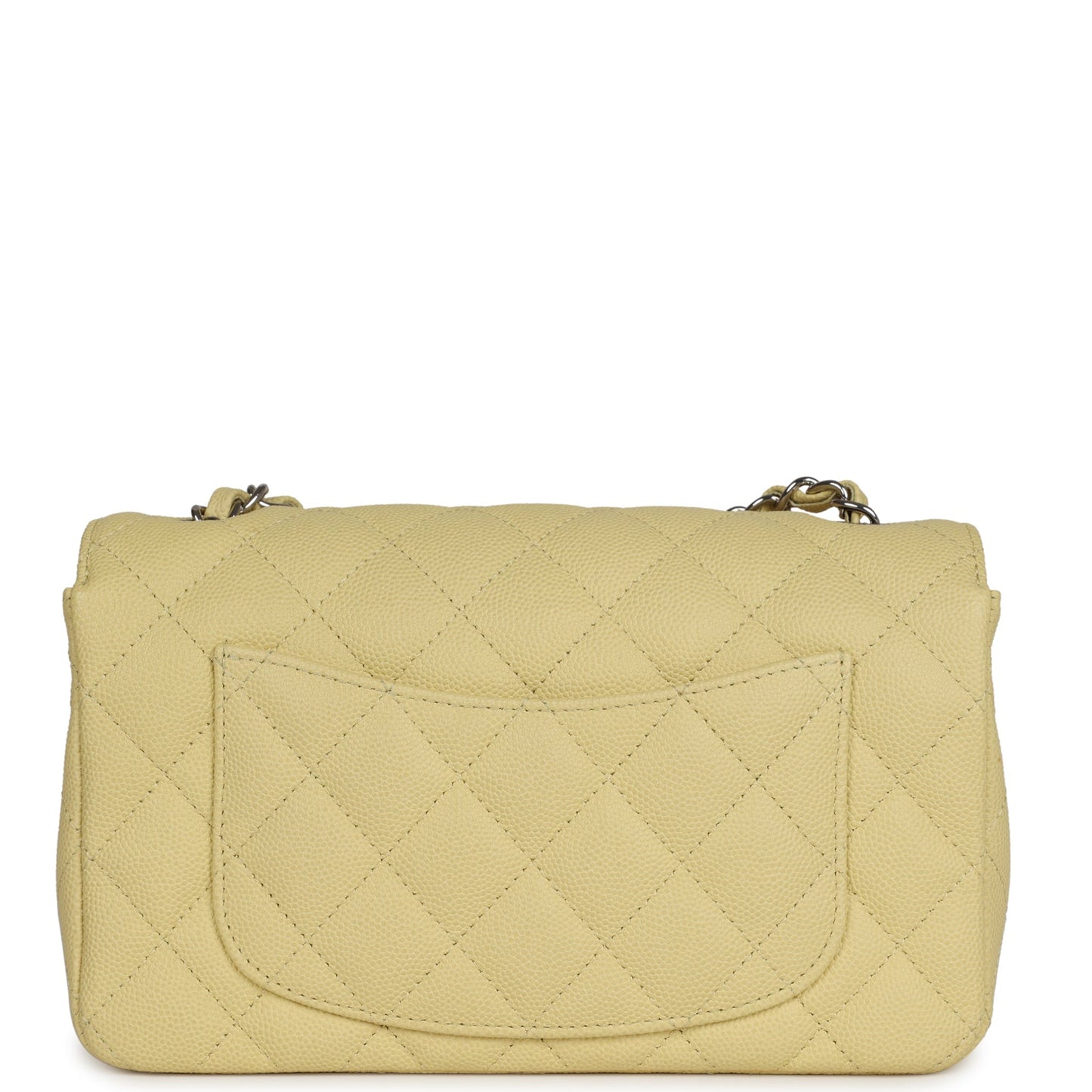 Chanel Mini Rectangular Flap Yellow Caviar Silver Hardware