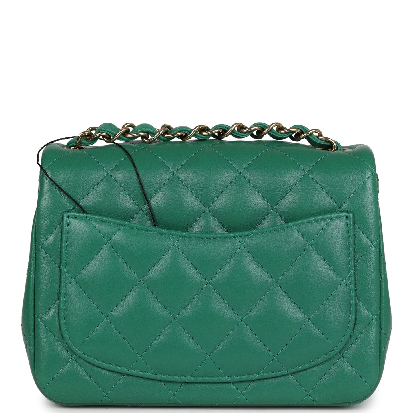 Chanel Mini Square Flap Bag Green Lambskin Gold Hardware