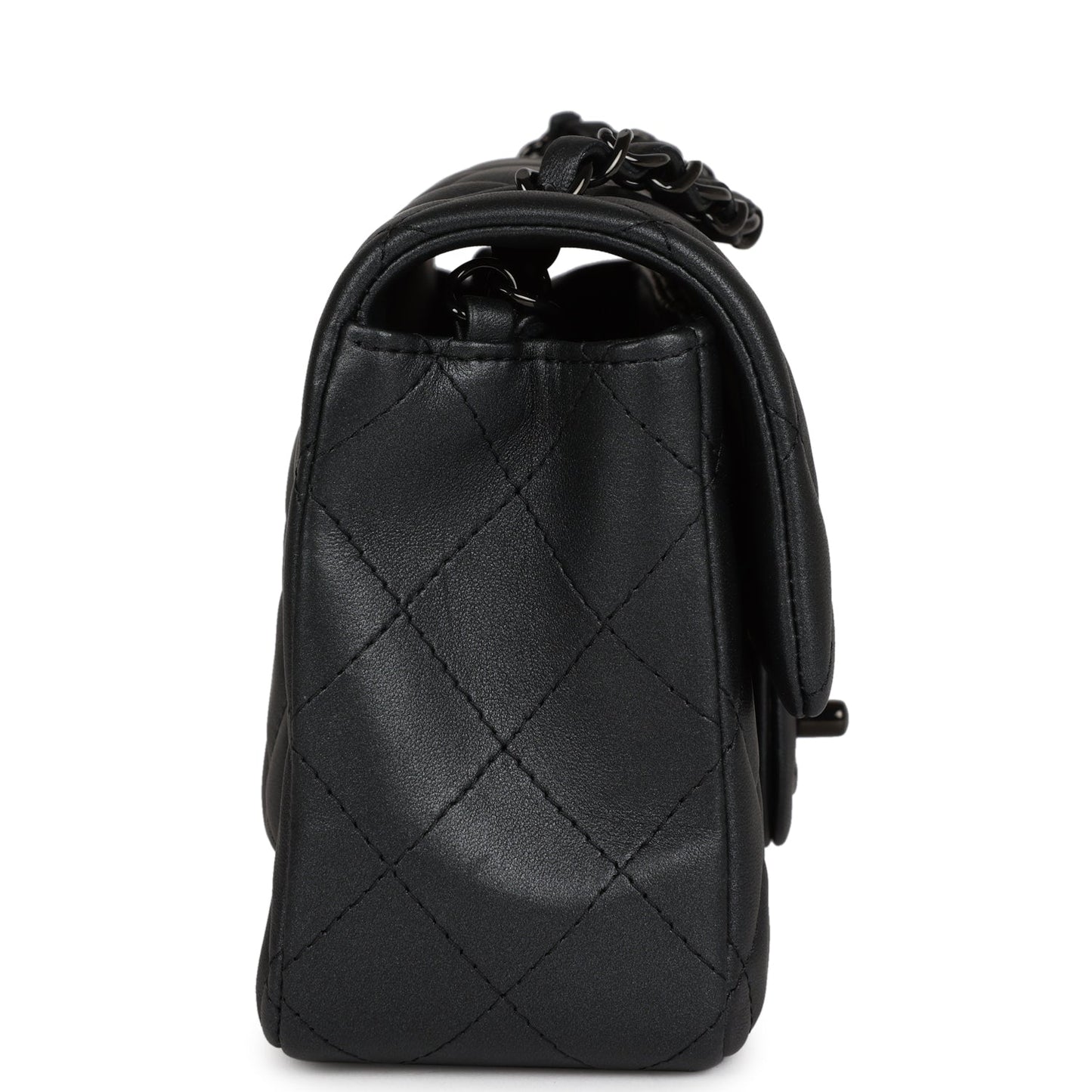 Chanel Mini Rectangular Flap So Black Iridescent Lambskin Black Hardware