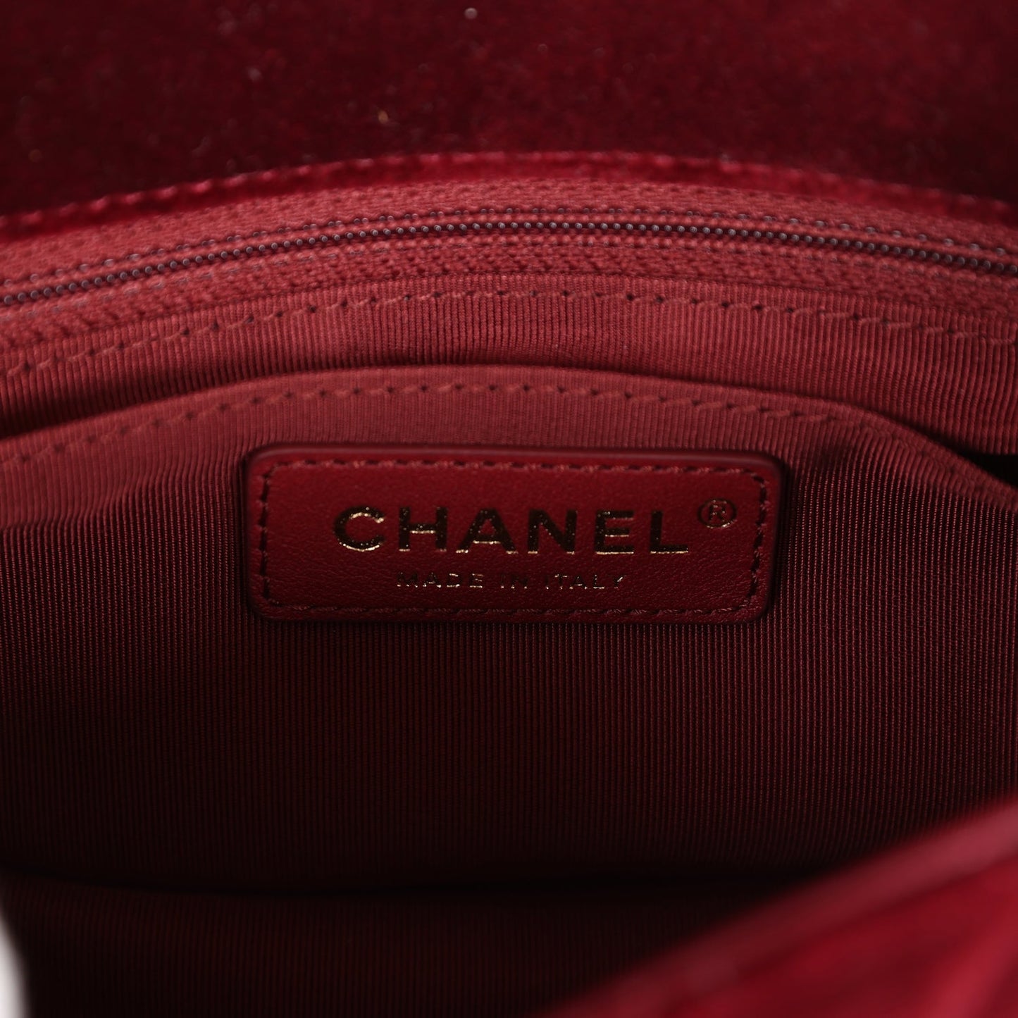 Chanel Pearl Crush Mini Square Flap Bag Burgundy Velvet Gold Hardware