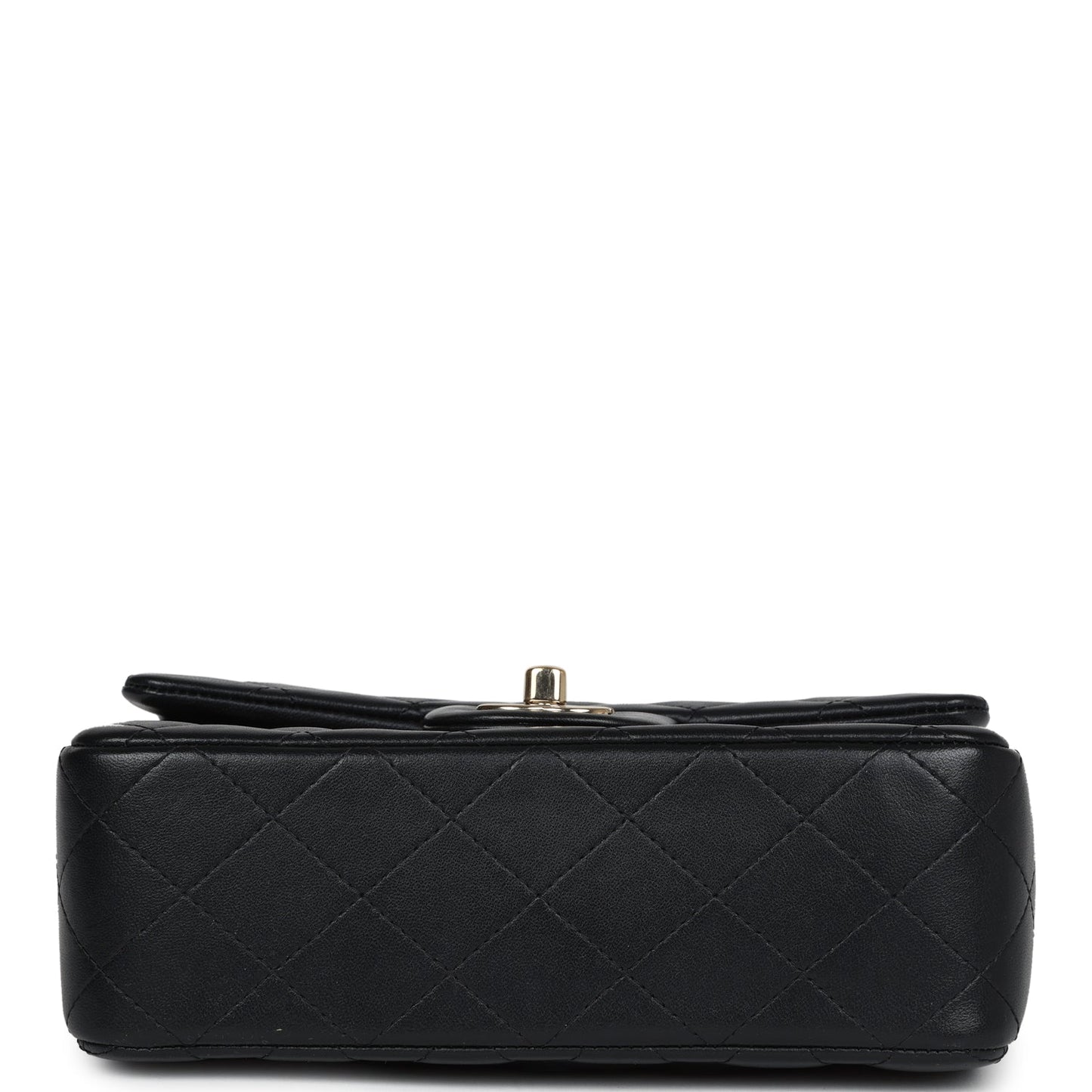 Chanel Mini Rectangular Flap with Top Handle Black Lambskin Light Gold Hardware