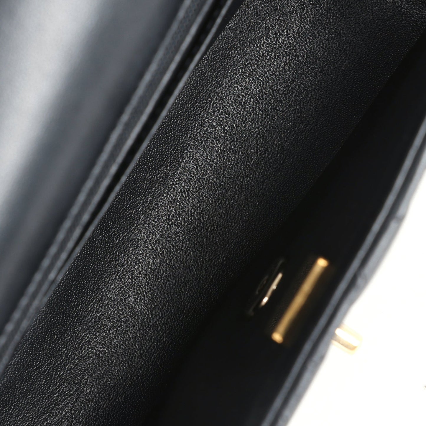 Chanel Mini Rectangular Flap with Top Handle Black Lambskin Light Gold Hardware