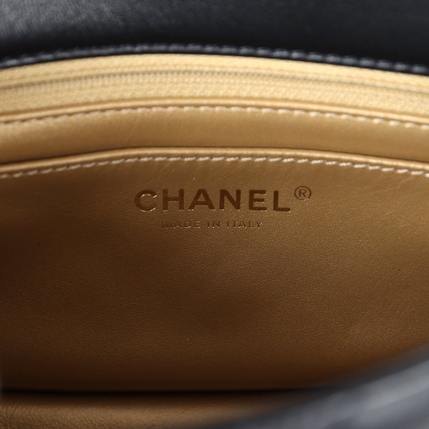 Chanel Mini Square Pearl Crush Flap Bag Black Lambskin Antique Gold Hardware