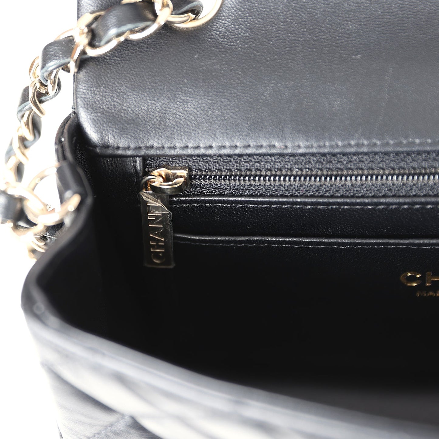 Chanel Mini Rectangular Flap Black Lambskin Light Gold Hardware