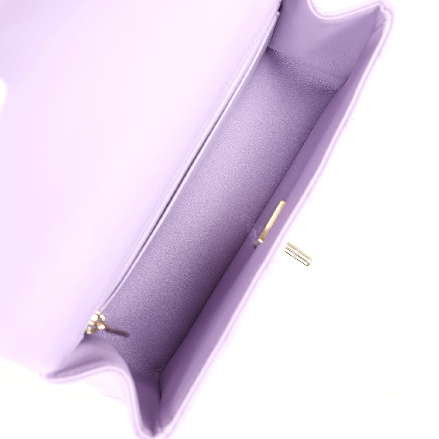 Chanel Mini Rectangular Flap Bag with Top Handle Lilac Lambskin Light Gold Hardware