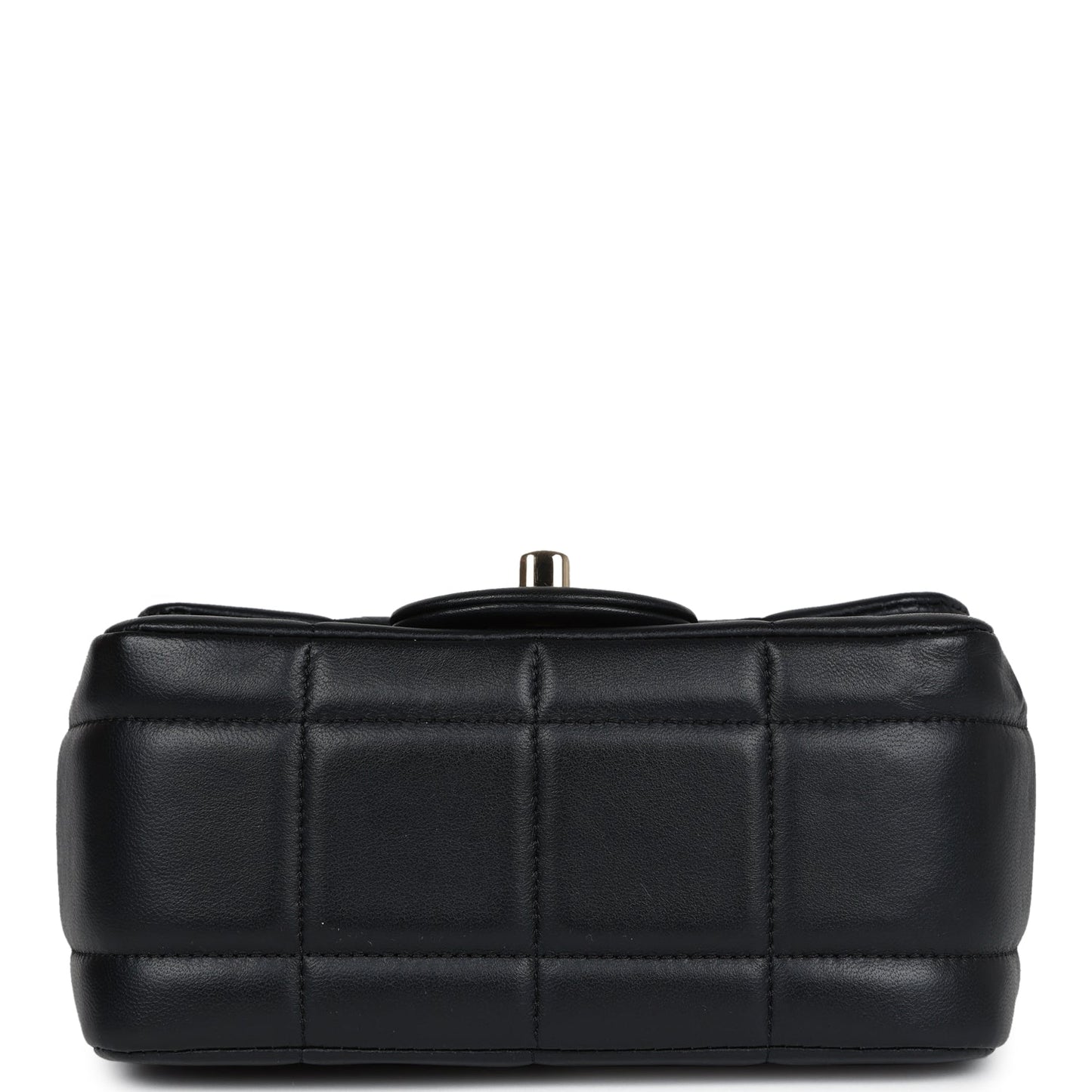 Chanel Monaco Mini Square Flap Bag Black Lambskin Light Gold Hardware