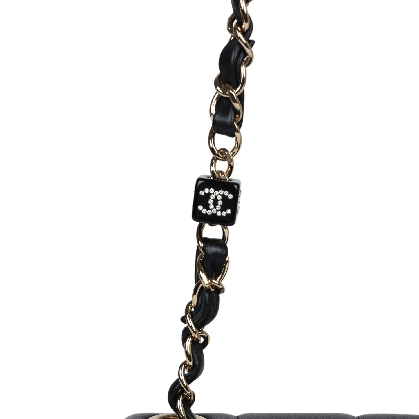 Chanel Monaco Mini Square Flap Bag Black Lambskin Light Gold Hardware