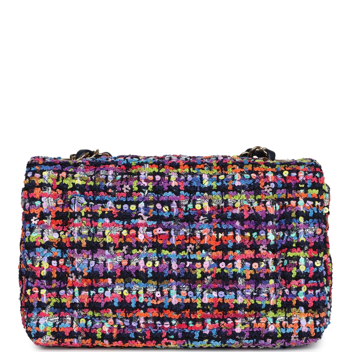 Chanel Mini Rectangular Flap Bag Multicolored Tweed and Sequins Gold Hardware
