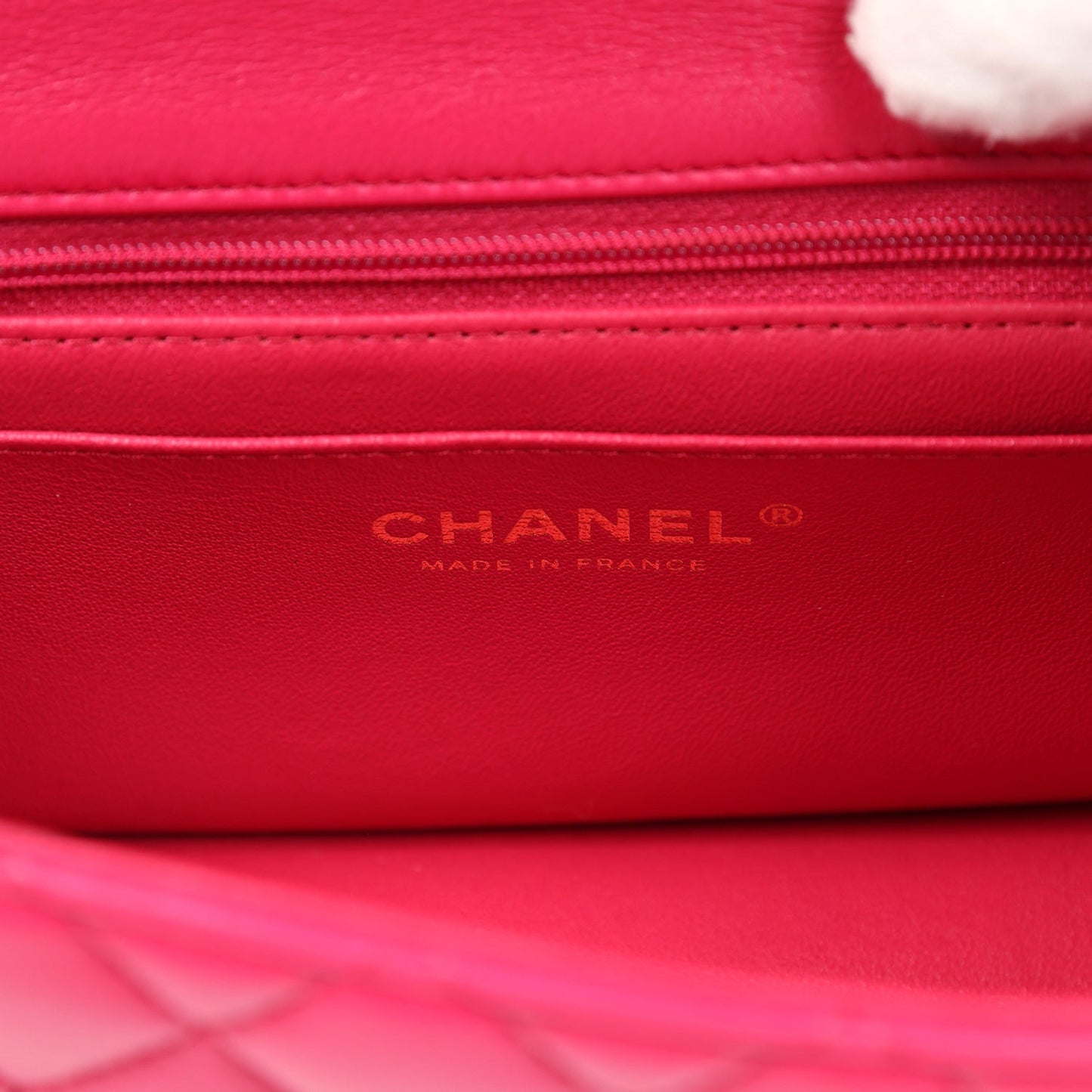 Chanel Mini Top Handle Rectangular Flap Bag Fuchsia Lambskin Light Gold Hardware