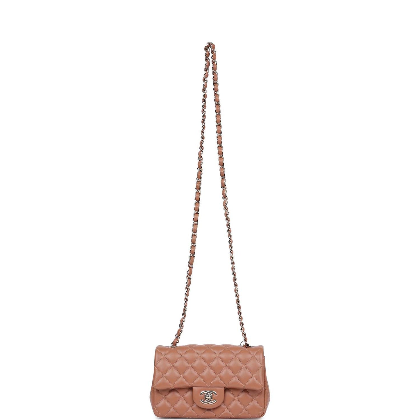 Chanel Mini Rectangular Flap Bag Caramel Lambskin Light Gold Hardware