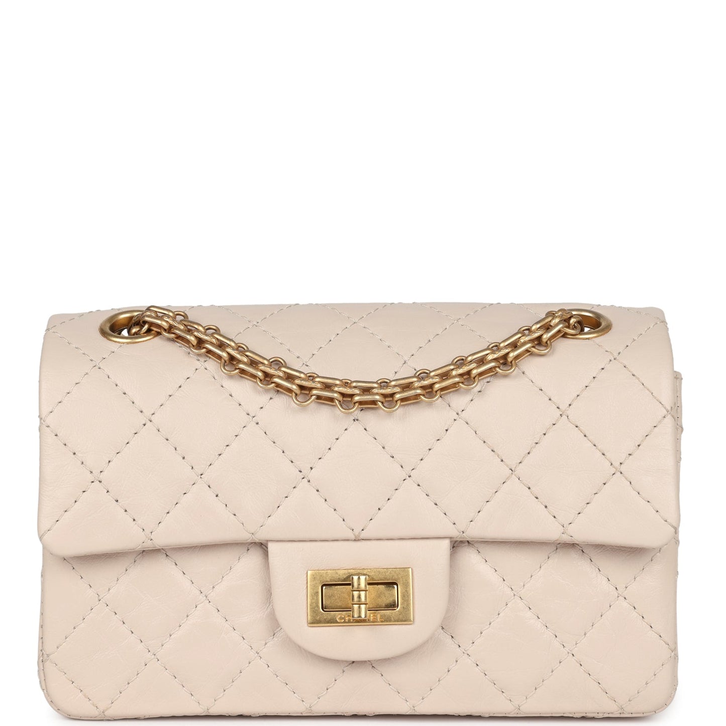Chanel Mini Reissue 224 2.55 Flap Bag Beige Aged Calfskin Antique Gold Hardware