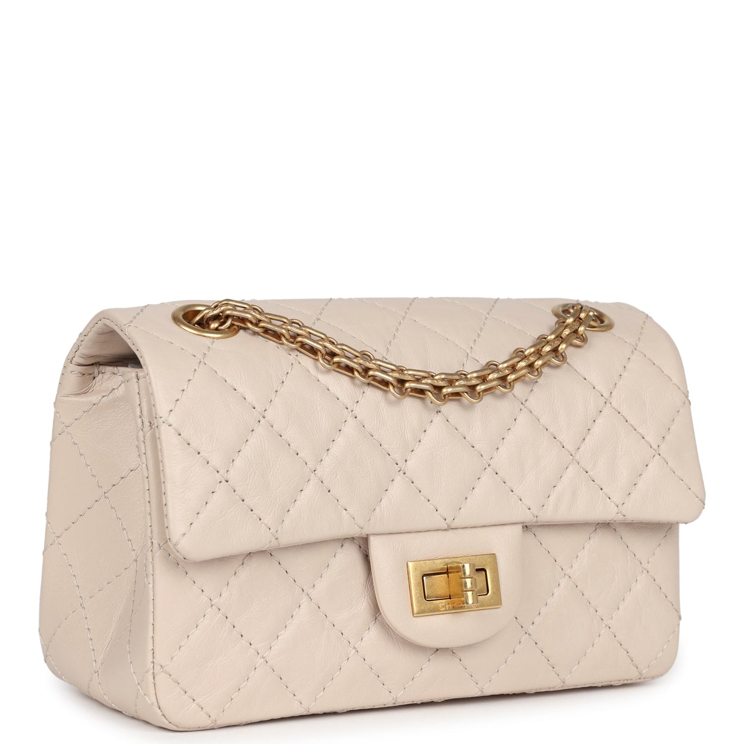 Chanel Mini Reissue 224 2.55 Flap Bag Beige Aged Calfskin Antique Gold Hardware