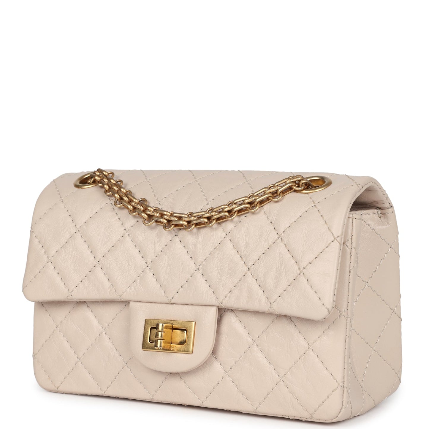 Chanel Mini Reissue 224 2.55 Flap Bag Beige Aged Calfskin Antique Gold Hardware
