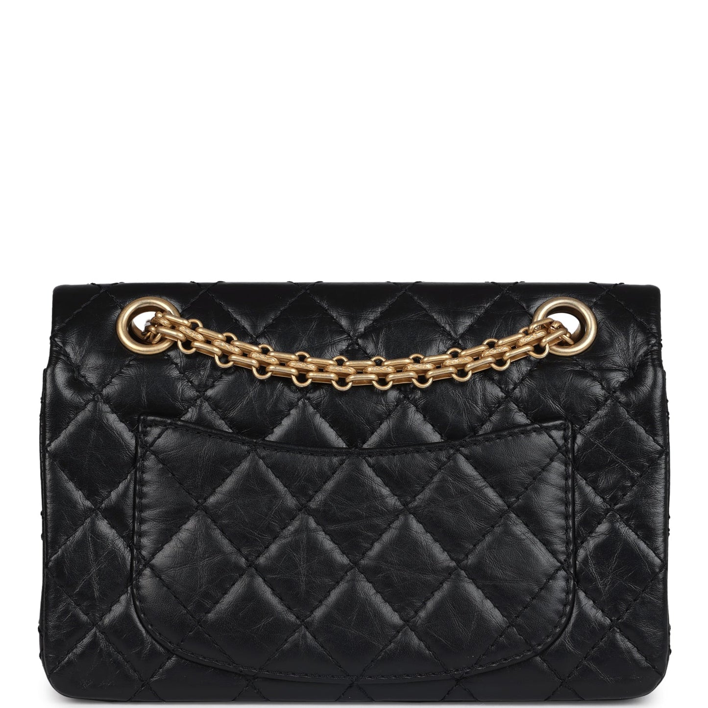 Chanel Mini Reissue 224 2.55 Flap Bag Black Crumpled Aged Calfskin Antique Gold Hardware